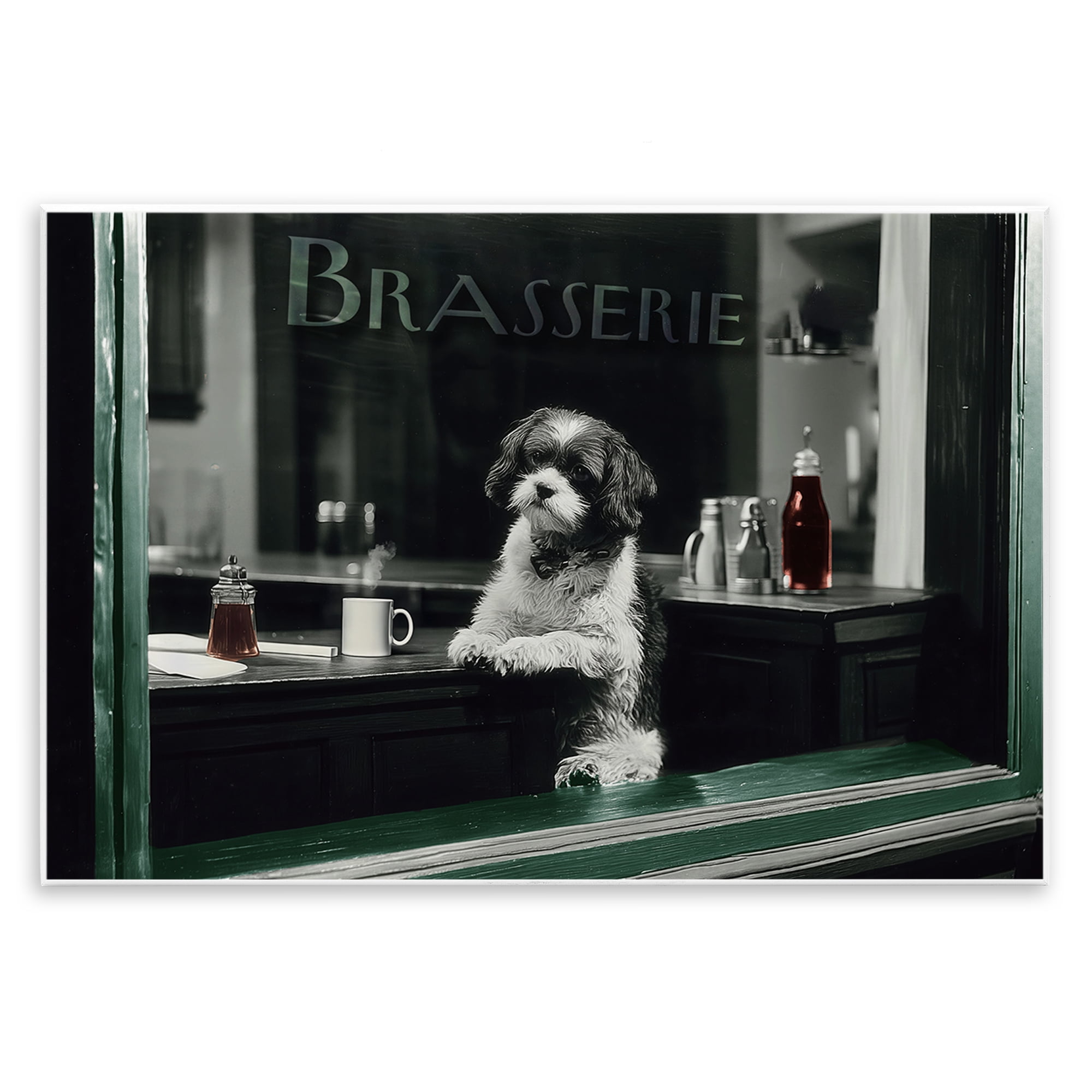 Stupell Industries Brasserie Vintage Dog in Window Wall Plaque Art, design by Annabelle Hall