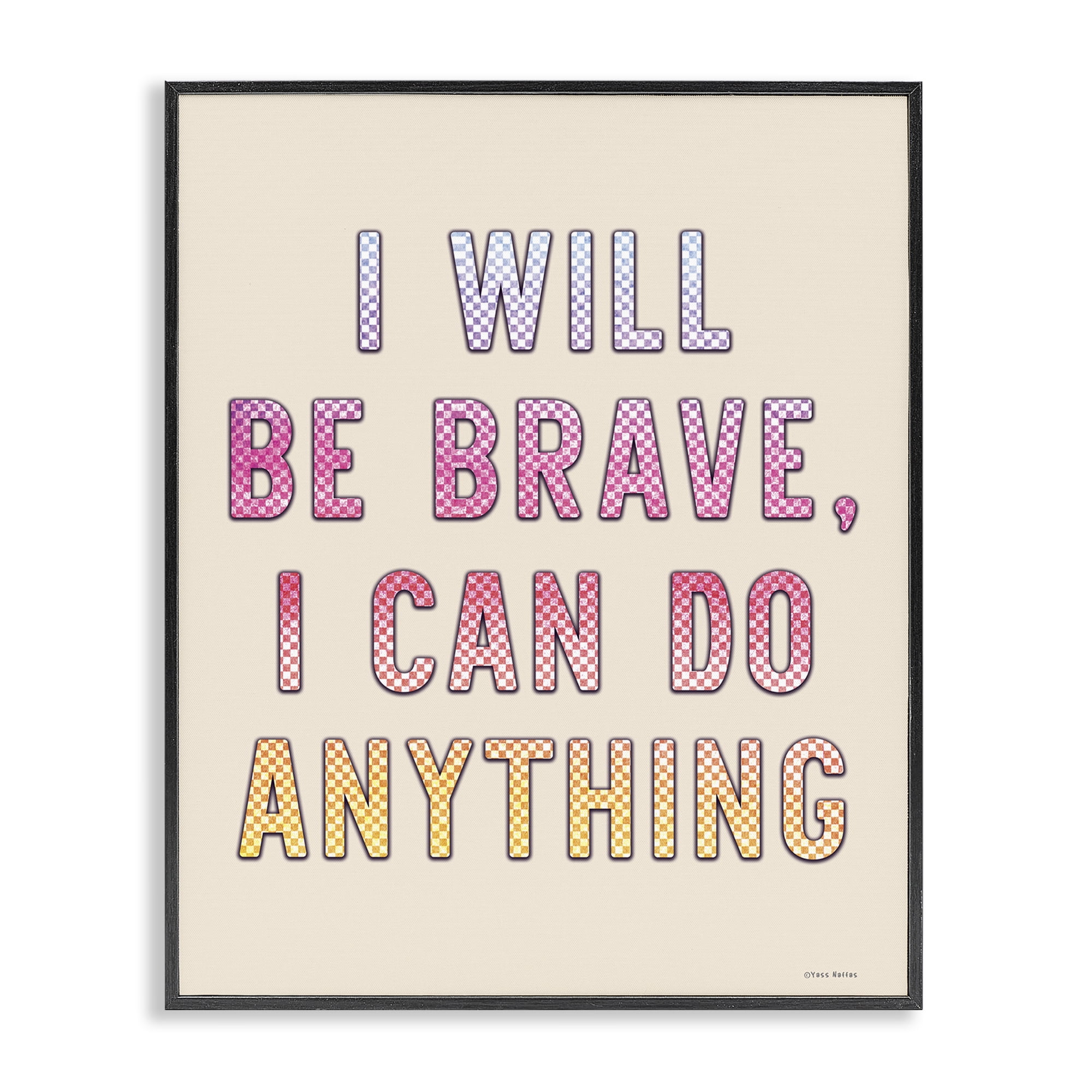 Stupell Industries Brave & Can Do Anything Typography Painting Black Framed Art Print Wall Art, 16 x 20