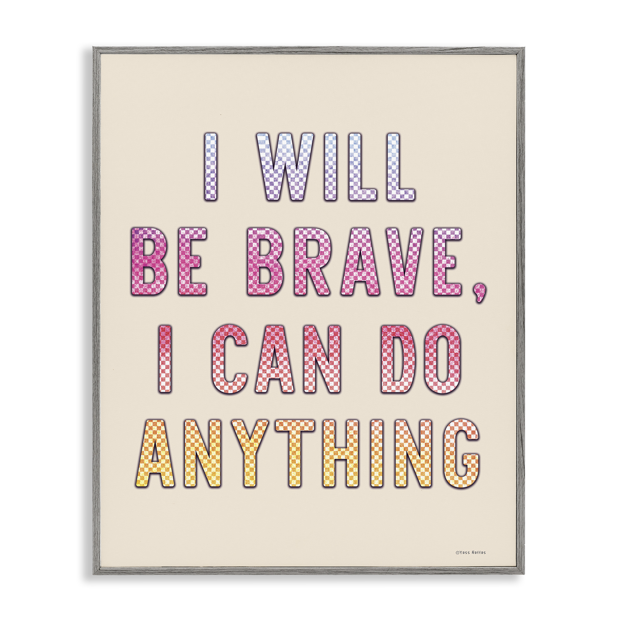 Stupell Industries Brave & Can Do Anything Typography Painting Gray Framed Art Print Wall Art, 11 x 14