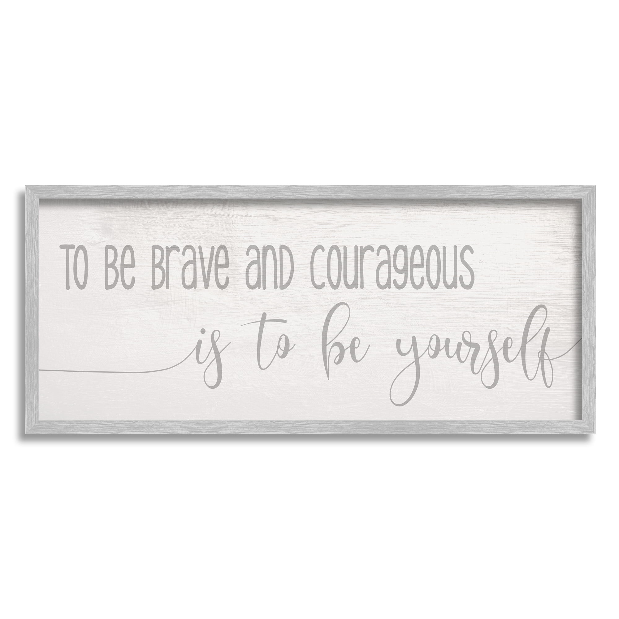 Stupell Industries Be Brave And Courageous Encouragement Soft Grey Script Country Painting Gray Framed Art Print Wall Art, 13 x 30, Design by Daphne Polselli