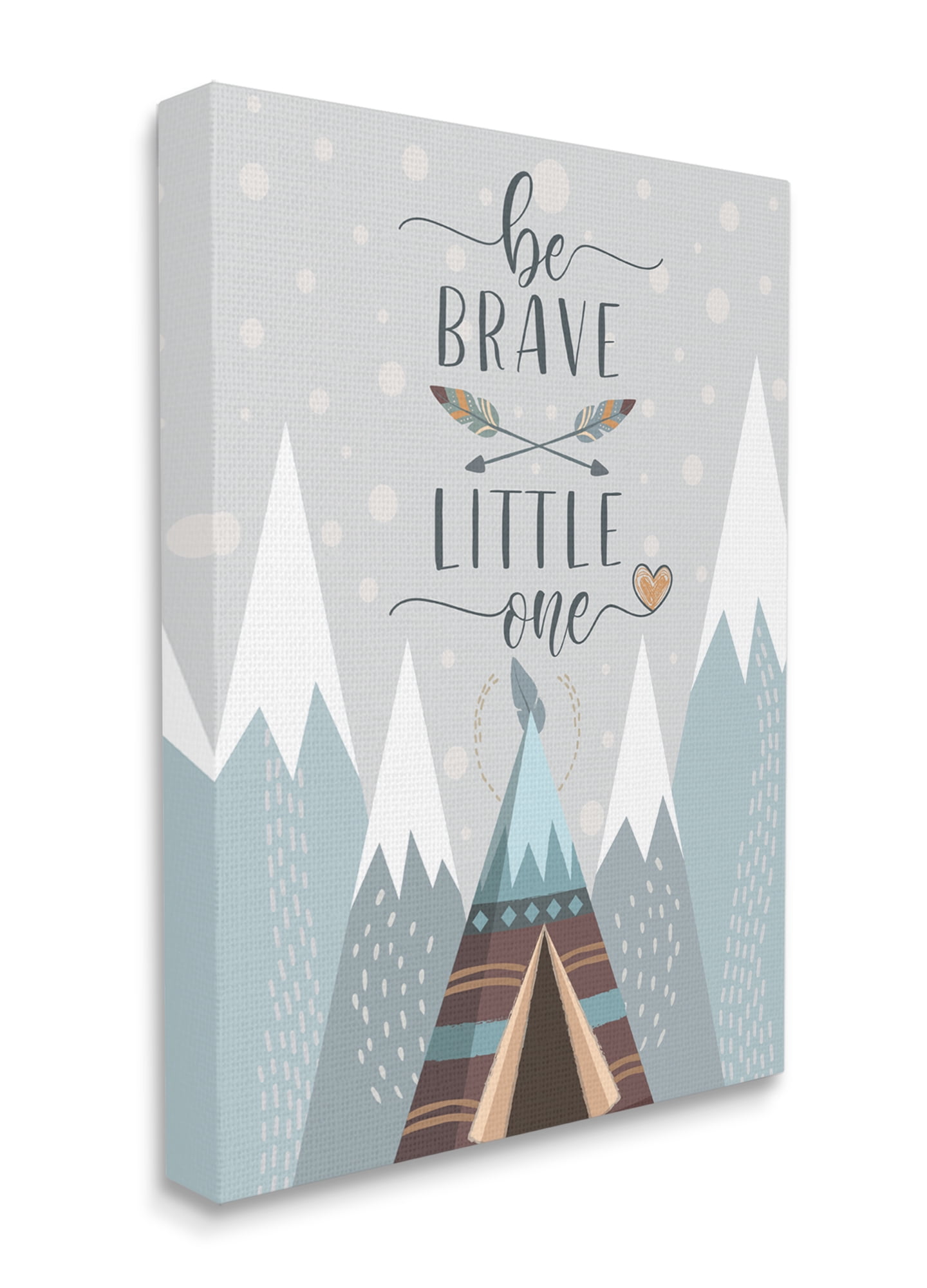 Stupell Industries Brave Little One Phrase Snow Mountain Range Teepee Canvas Wall Art, 24 x 30, Design by AE Design
