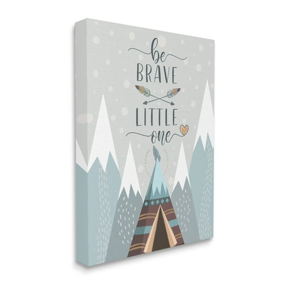 Stupell Industries Brave Little One Phrase Snow Mountain Range Teepee Canvas Wall Art, 24 x 30, Design by AE Design