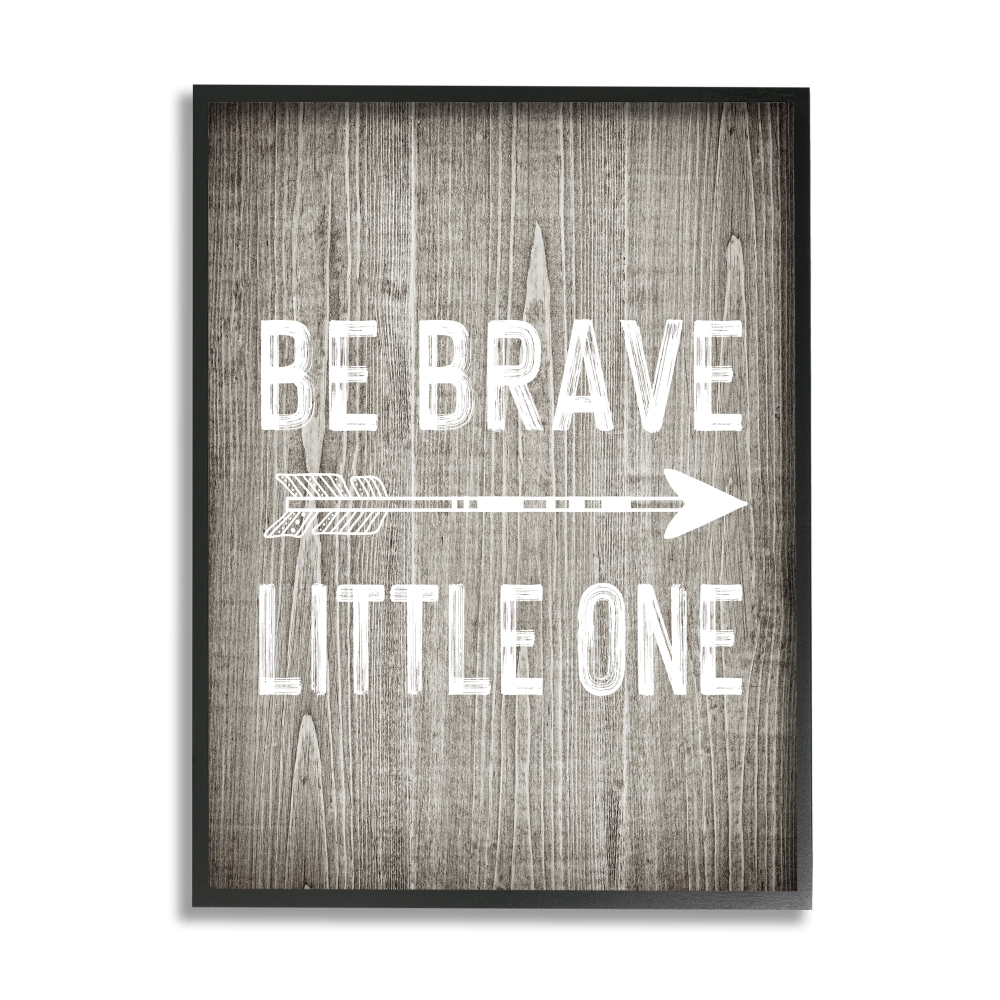 Stupell Industries Be Brave Little One Rustic Adventure Sentiment Grain Pattern Modern Painting Black Framed Art Print Wall Art, 24 x 30, Design by Ashley Calhoun