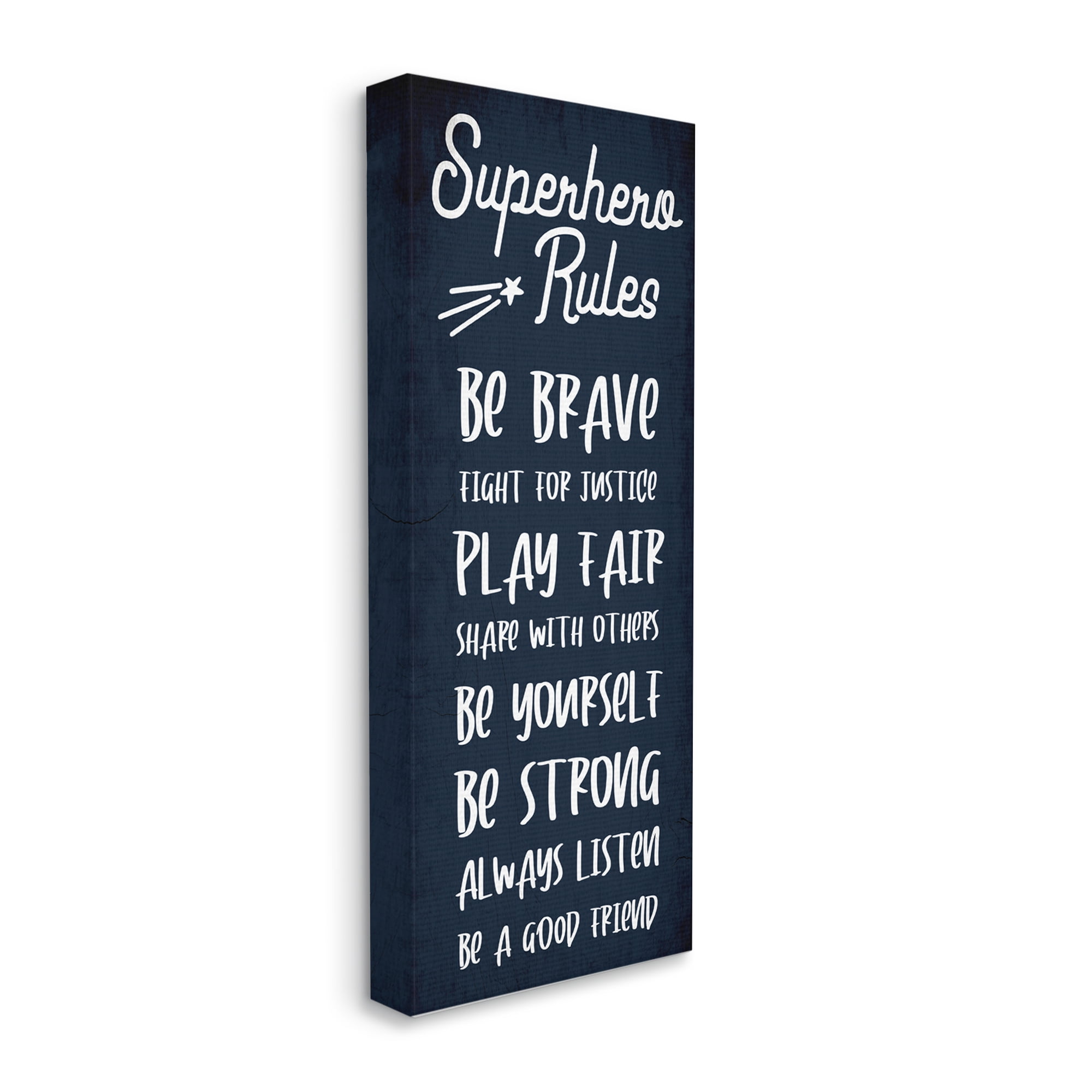 Stupell Industries Brave Superhero Rules Kid's Blue Motivational List, 20 x 48, Designed by Daphne Polselli