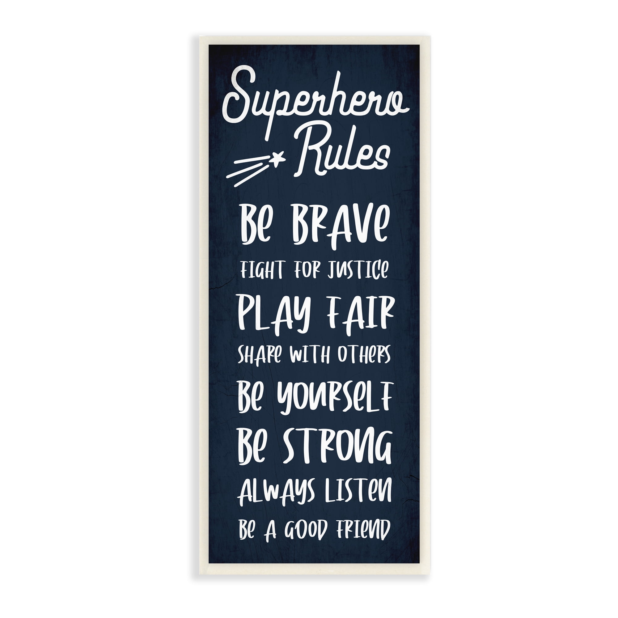 Stupell Industries Brave Superhero Rules Kid's Blue Motivational List, 7 x 17, Designed by Daphne Polselli