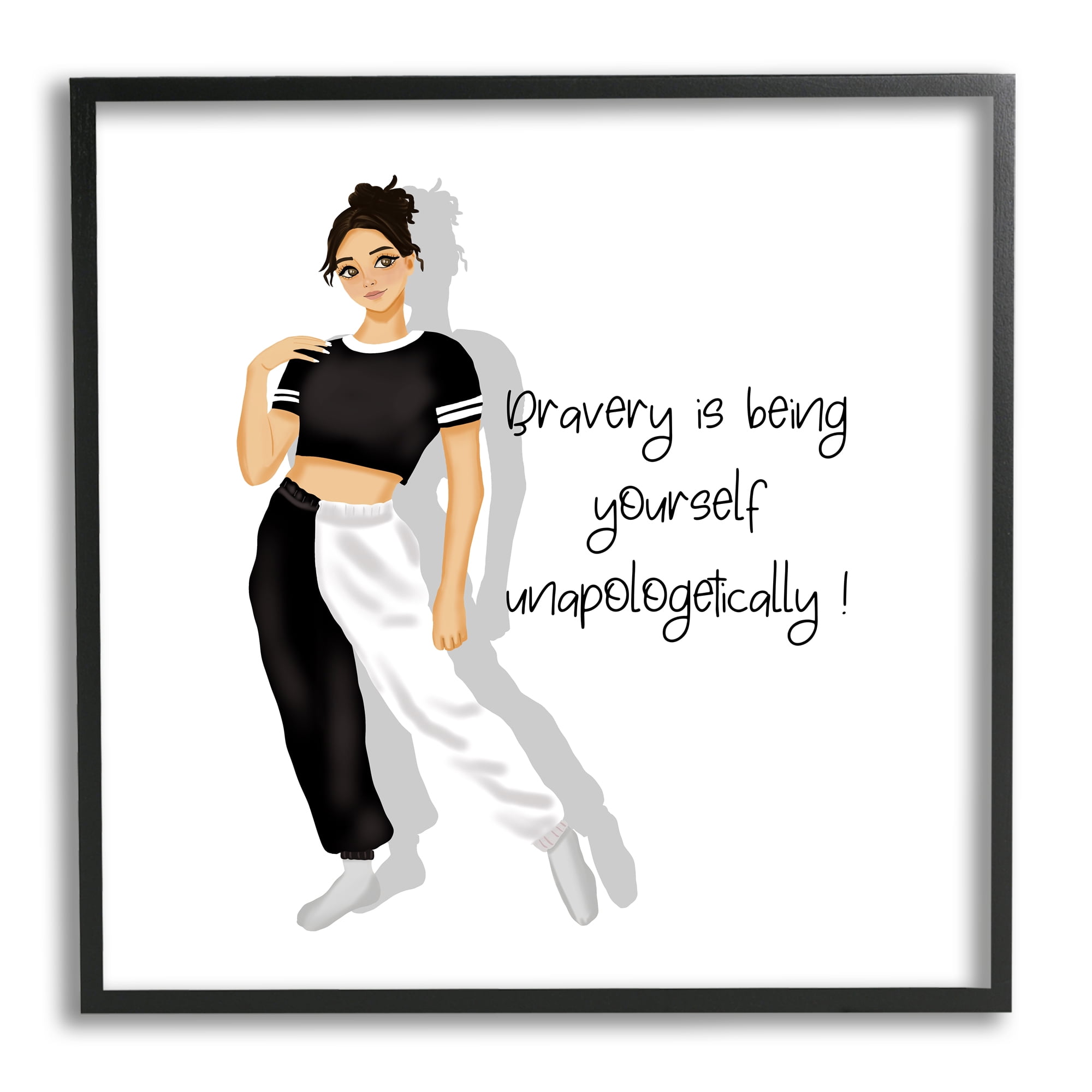 Stupell Industries Bravery is Being Yourself Inspirational Painting Black Framed Art Print Wall Art, 12 x 12