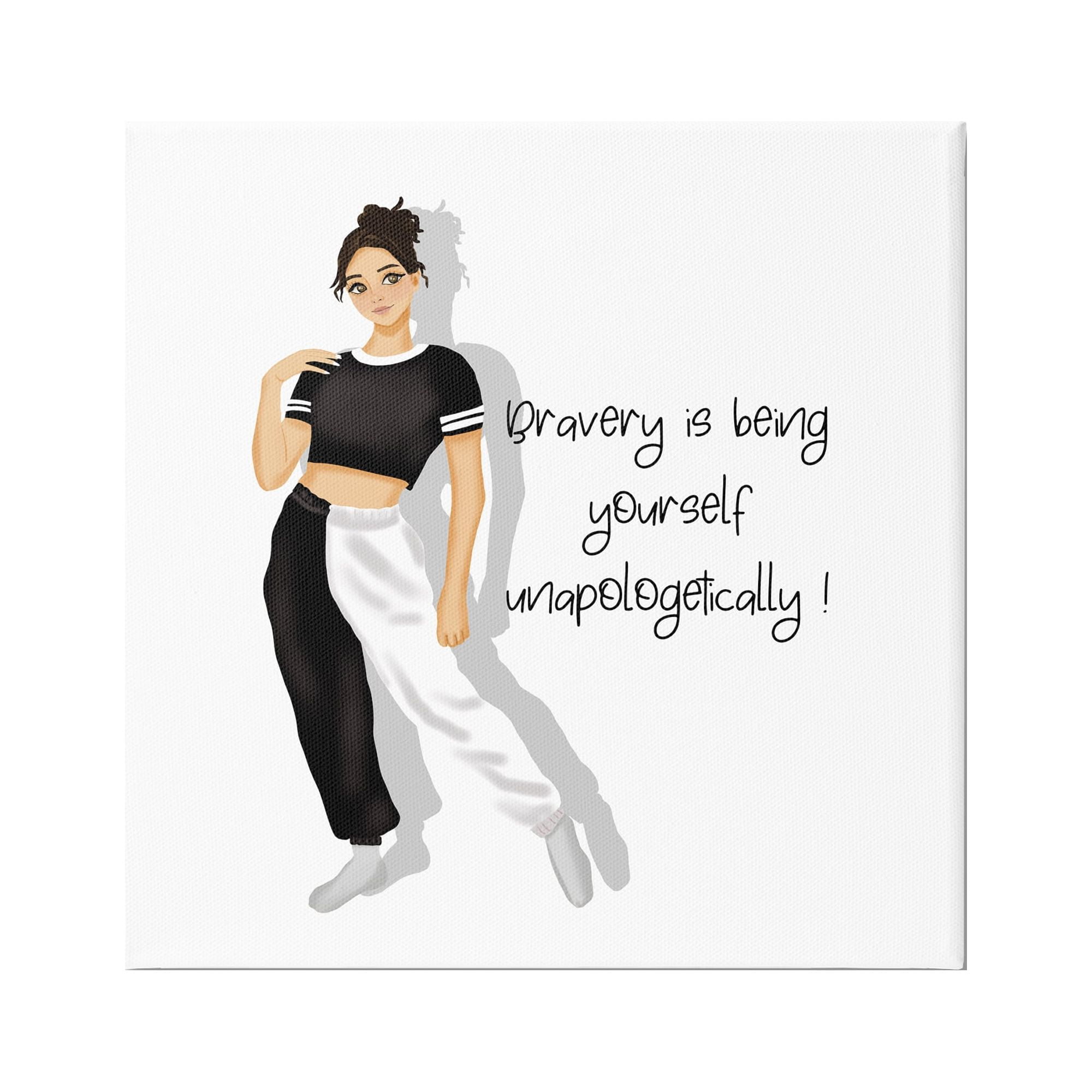 Stupell Industries Bravery is Being Yourself Inspirational Painting Gallery Wrapped Canvas Art Print Wall Art, 17 x 17