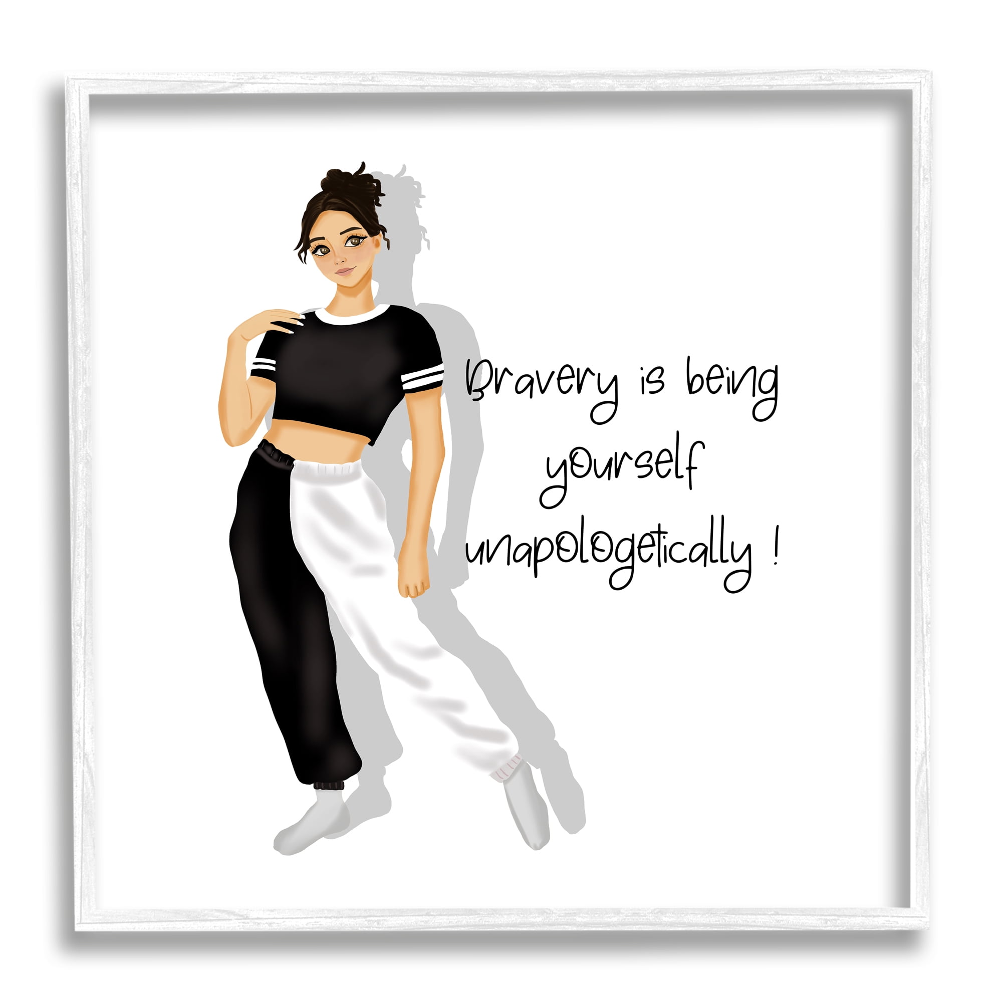 Stupell Industries Bravery is Being Yourself Inspirational Painting White Framed Art Print Wall Art, 17 x 17