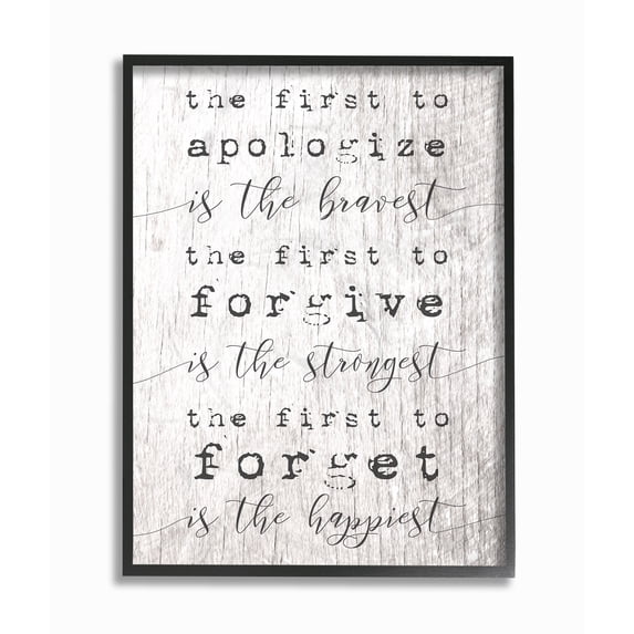 Stupell Industries Bravest Strongest Happiest Virtues Typography Typography Painting Black Framed Art Print Wall Art, 16 x 20