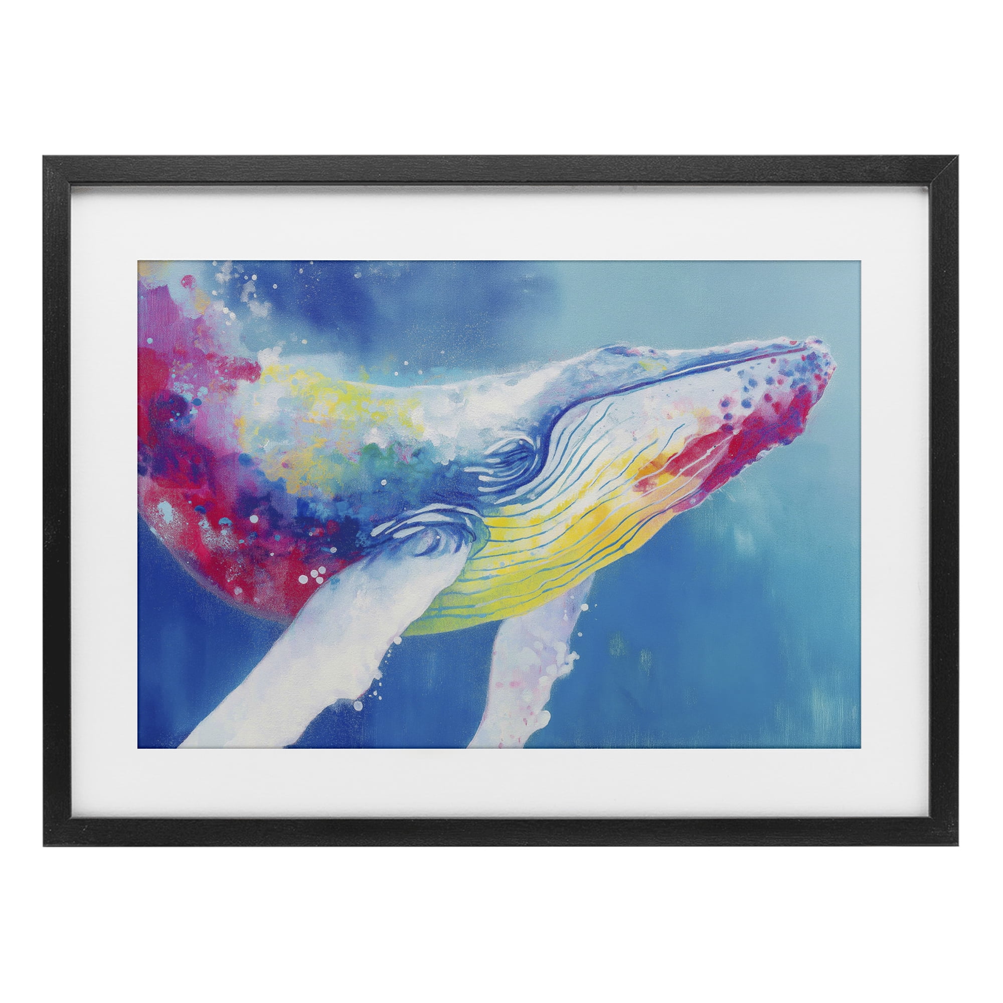 Stupell Industries Breaching Humpback Whale Black Framed Print Under Glass, design by Chromatic Storm Studio