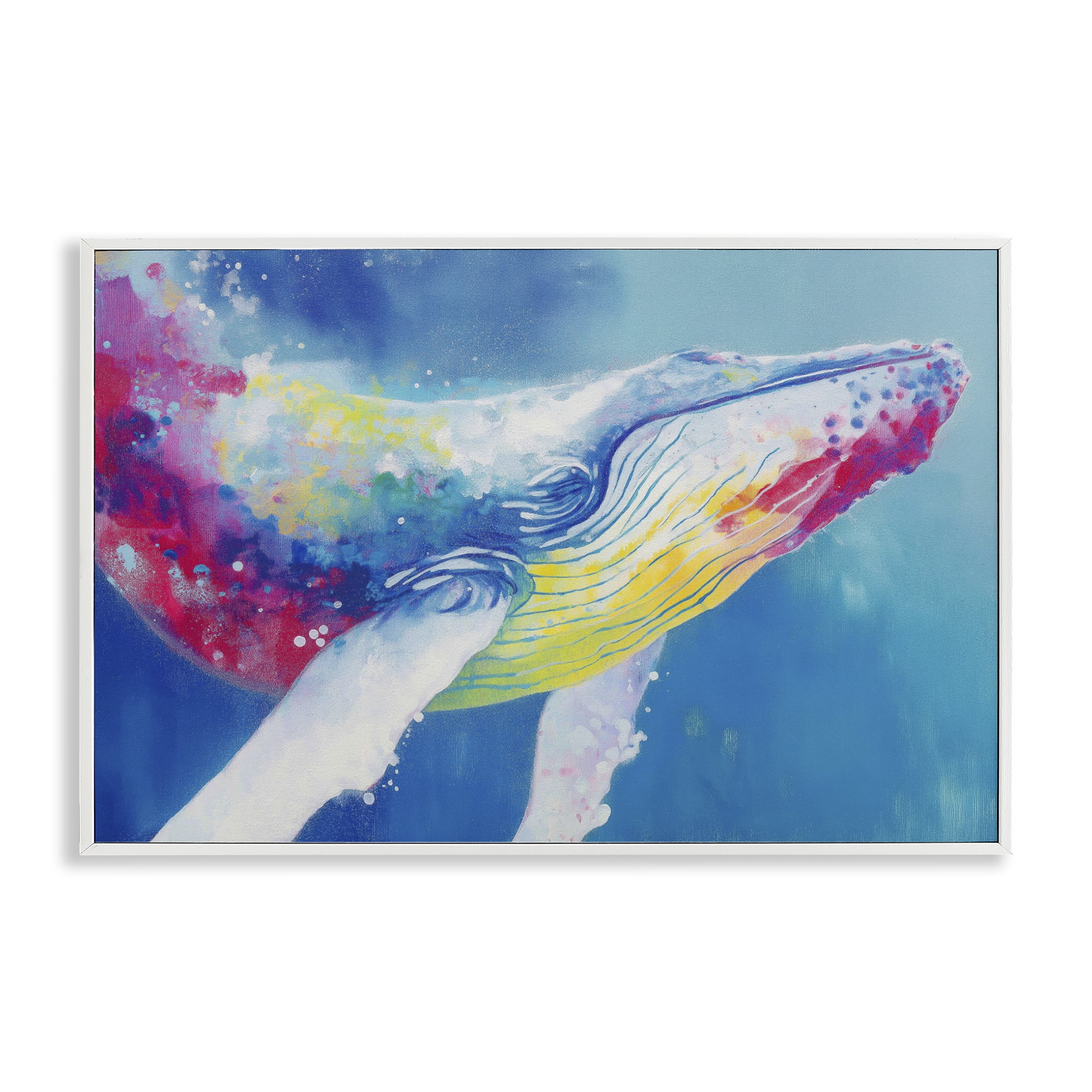 Stupell Industries Breaching Humpback Whale White Framed Giclee Art, design by Chromatic Storm Studio