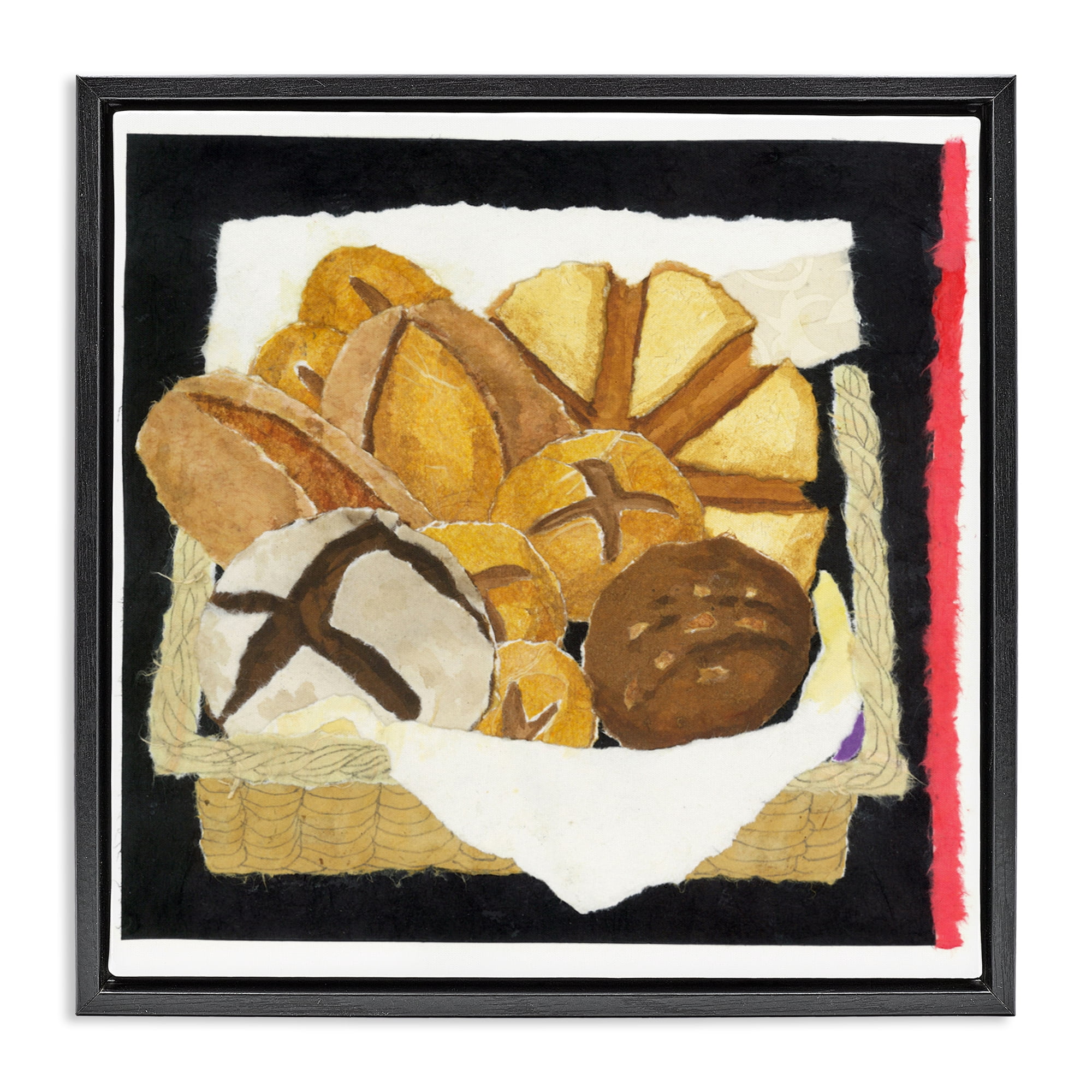 Stupell Industries Bread Box and Stripe Black Framed Floater Canvas Wall Art, design by Nancy Overton