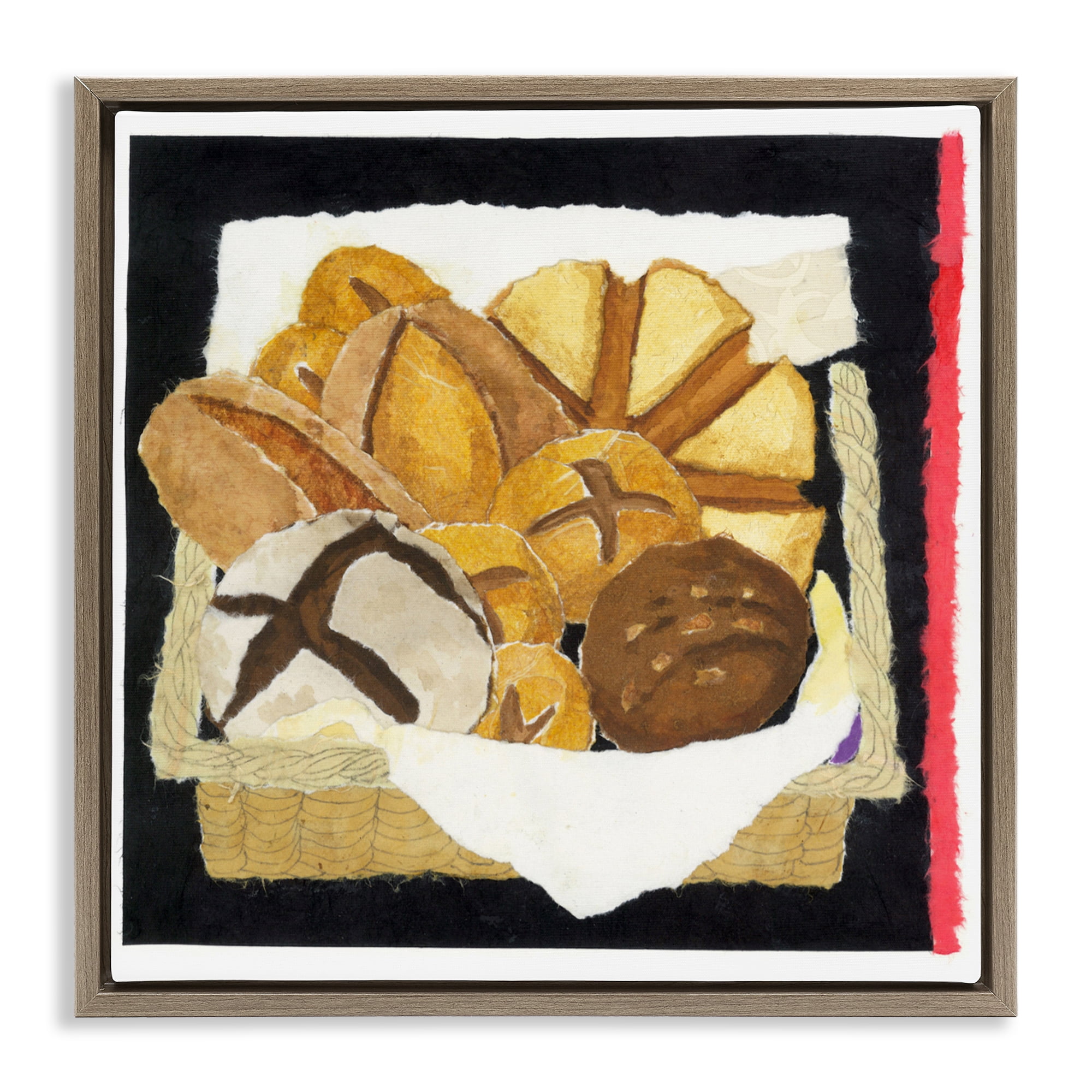 Stupell Industries Bread Box and Stripe Brown Framed Floater Canvas Wall Art, design by Nancy Overton
