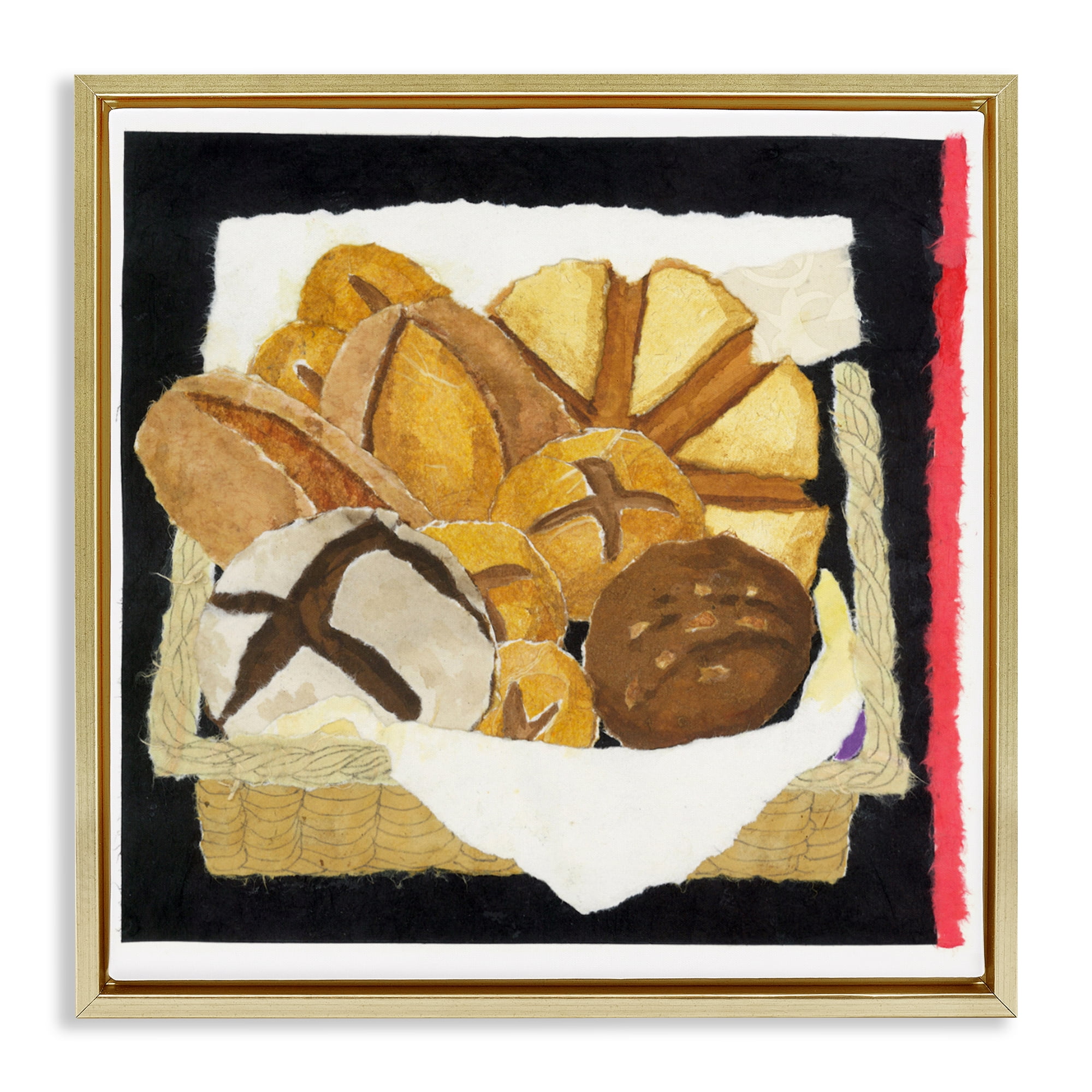 Stupell Industries Bread Box and Stripe Gold Framed Floater Canvas Wall Art, design by Nancy Overton