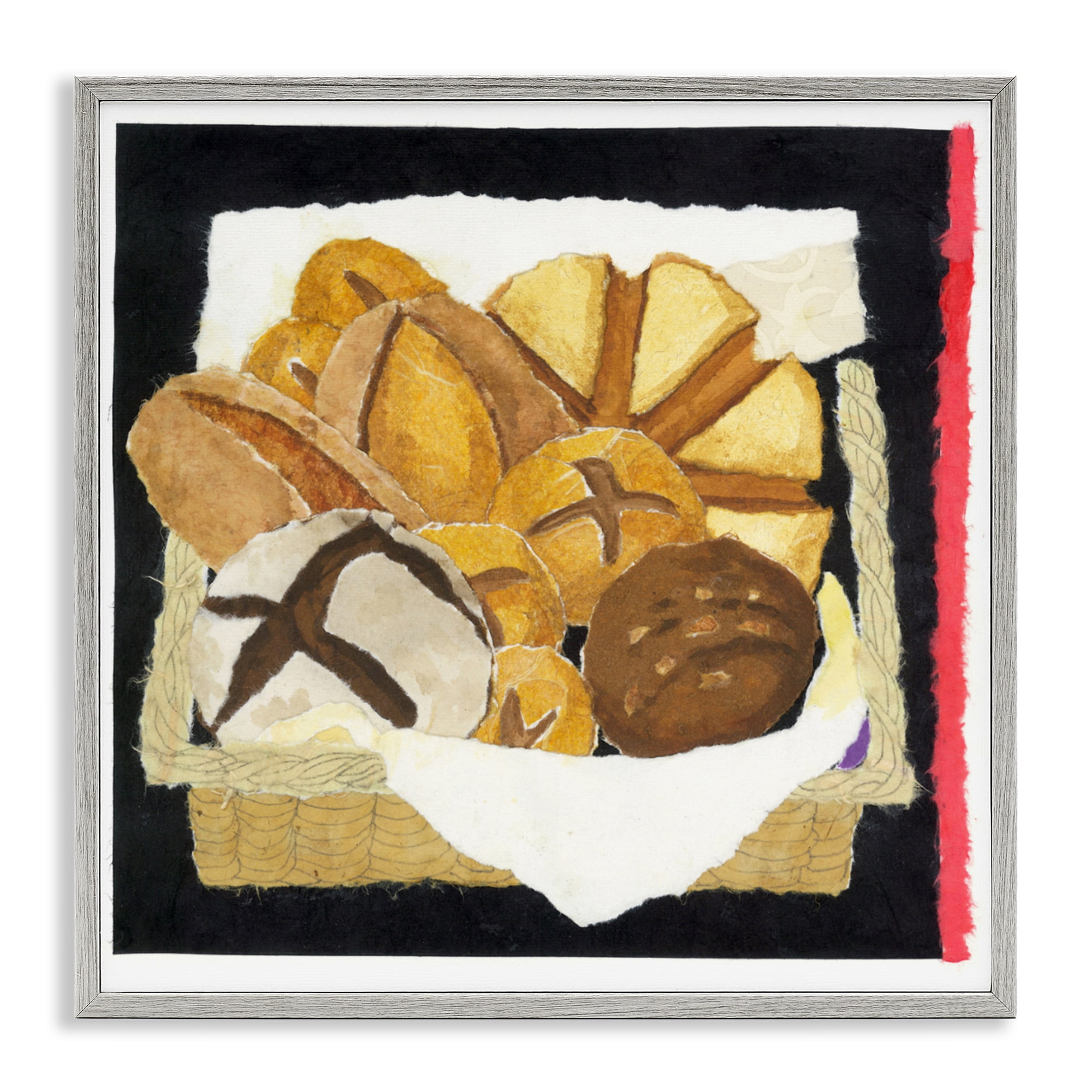 Stupell Industries Bread Box and Stripe Gray Framed Giclee Art, design by Nancy Overton