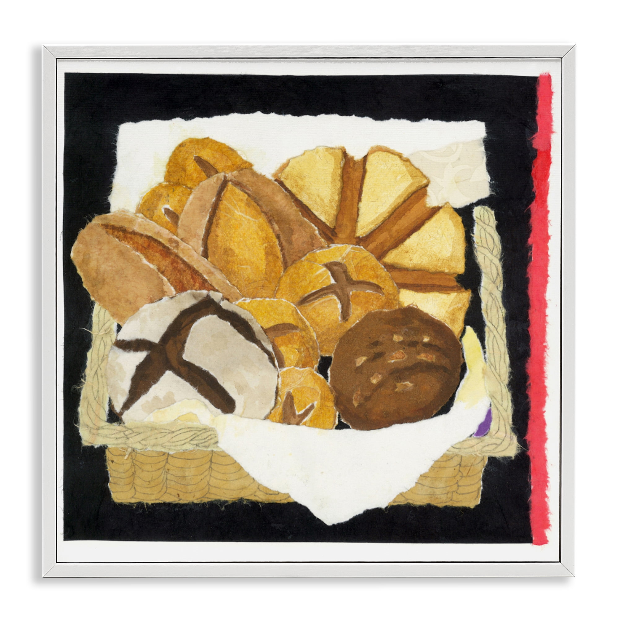 Stupell Industries Bread Box and Stripe White Framed Giclee Art, design by Nancy Overton