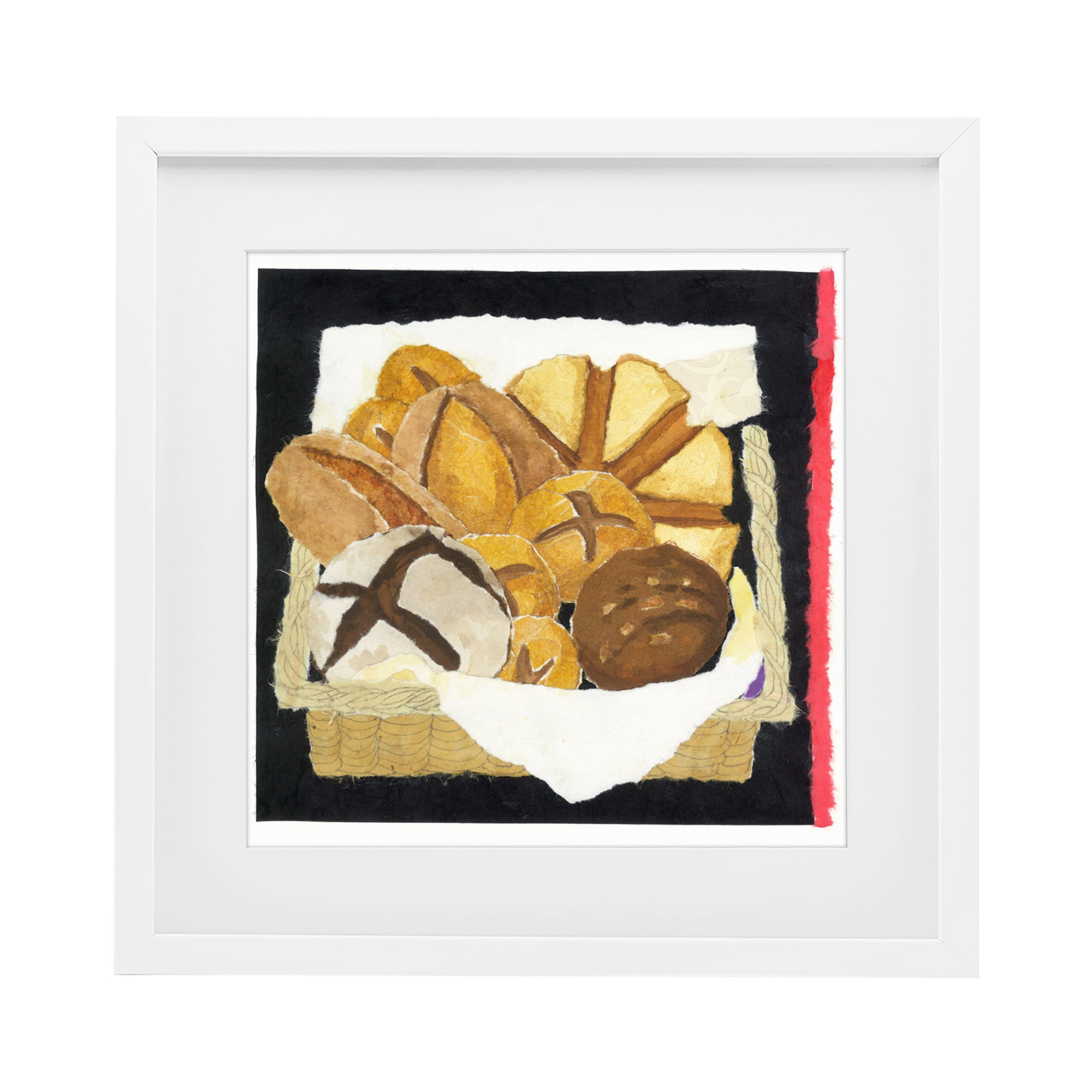 Stupell Industries Bread Box and Stripe White Framed Print Under Glass, design by Nancy Overton