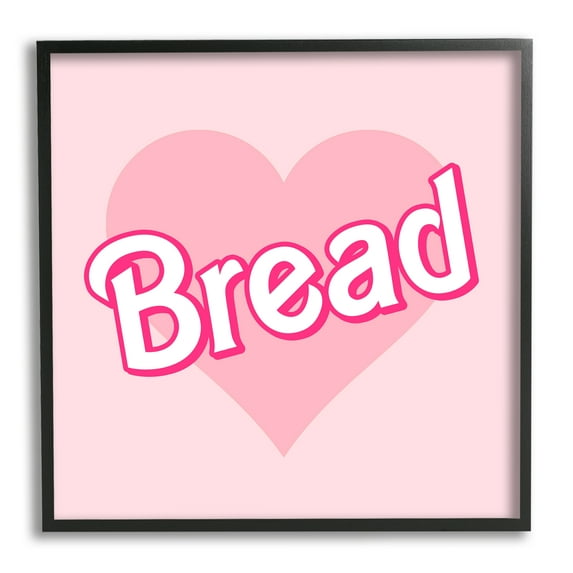 Stupell Industries Bread Pink Heart Phrase Inspirational Painting Black Framed Art Print Wall Art, 17 x 17