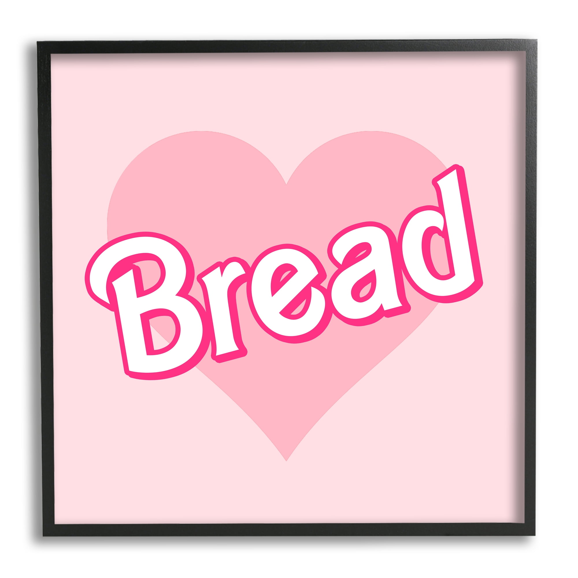 Stupell Industries Bread Pink Heart Phrase Inspirational Painting Black Framed Art Print Wall Art, 24 x 24