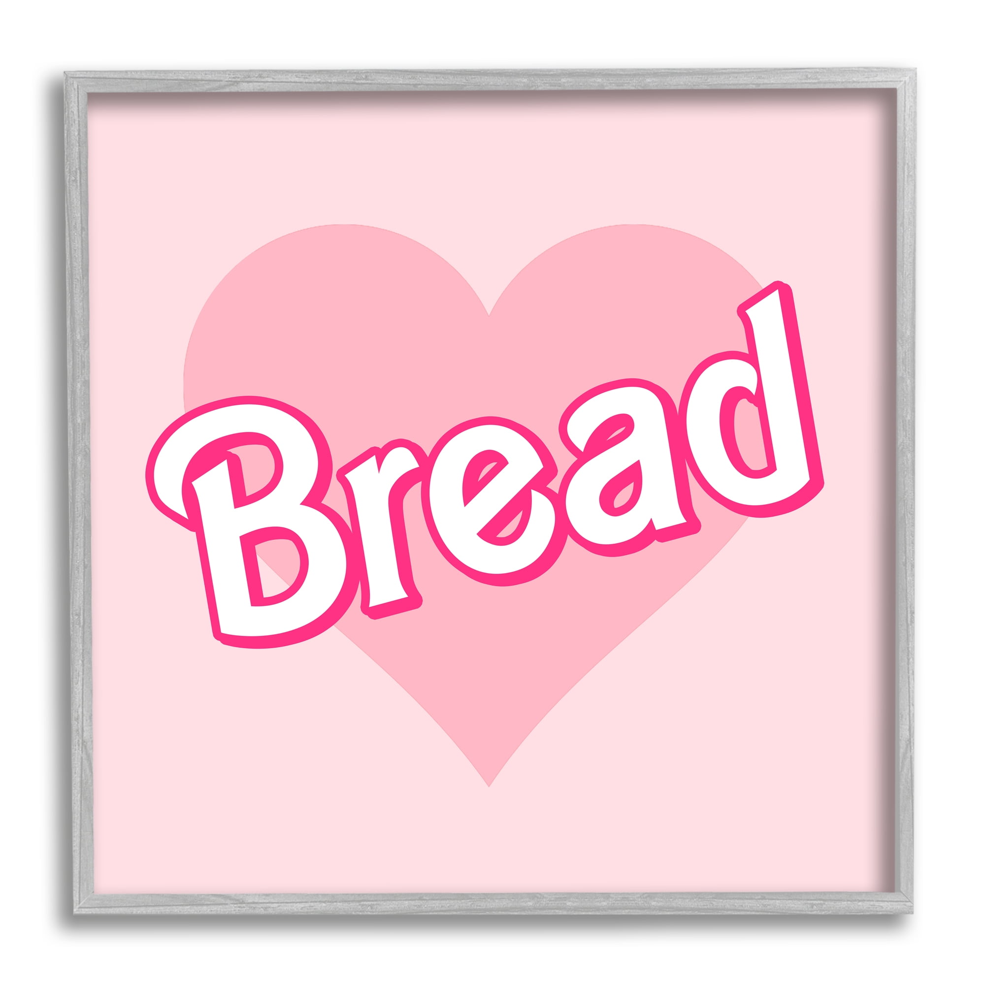 Stupell Industries Bread Pink Heart Phrase Inspirational Painting Gray Framed Art Print Wall Art, 17 x 17