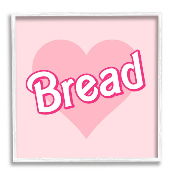 Stupell Industries Bread Pink Heart Phrase Inspirational Painting White Framed Art Print Wall Art, 24 x 24