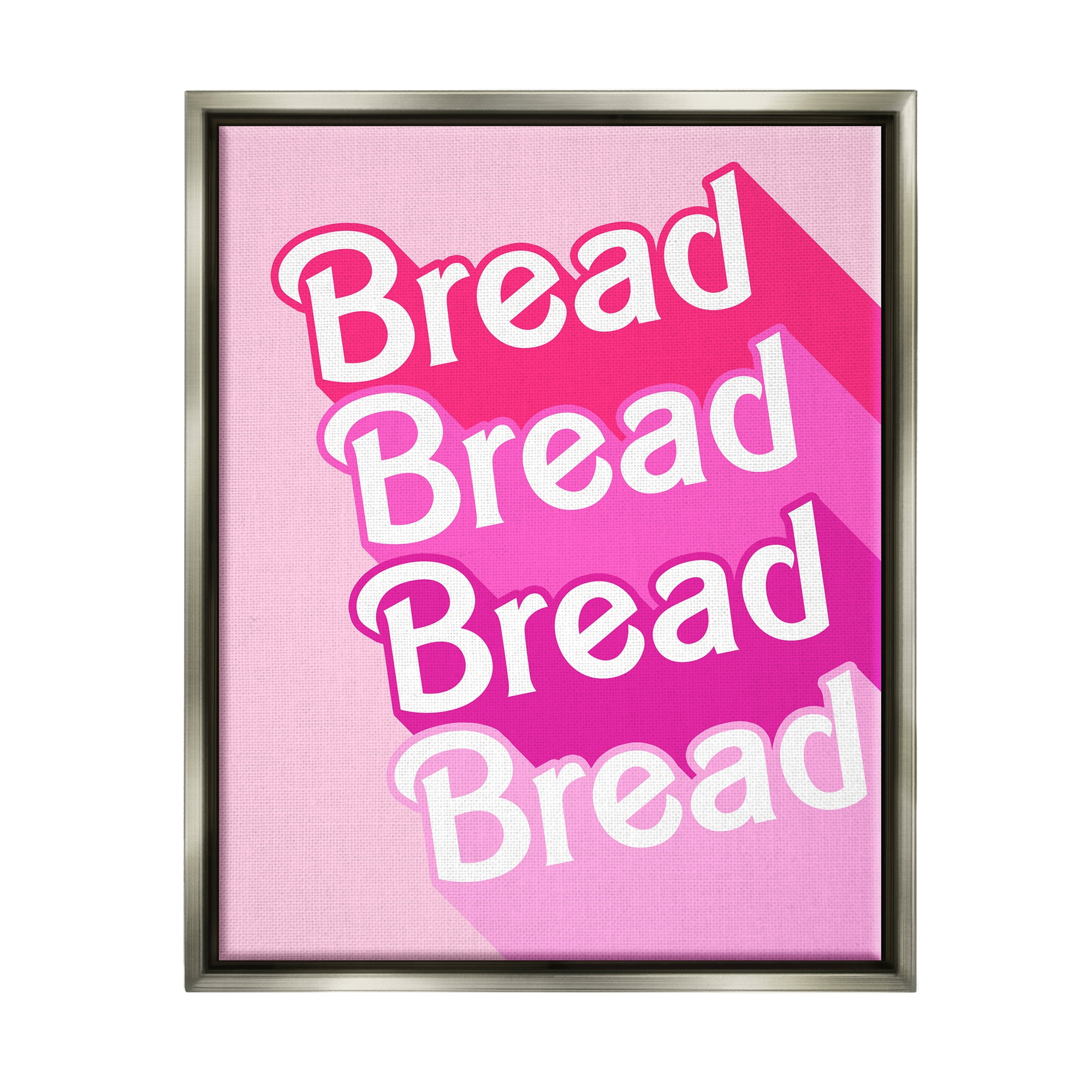 Stupell Industries Bread Pink Phrase Inspirational Painting Gray Floater Framed Art Print Wall Art, 25 x 31