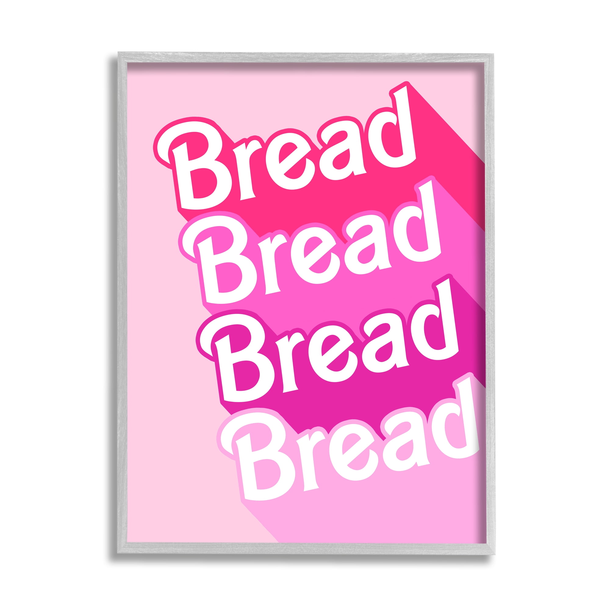 Stupell Industries Bread Pink Phrase Inspirational Painting Gray Framed Art Print Wall Art, 11 x 14