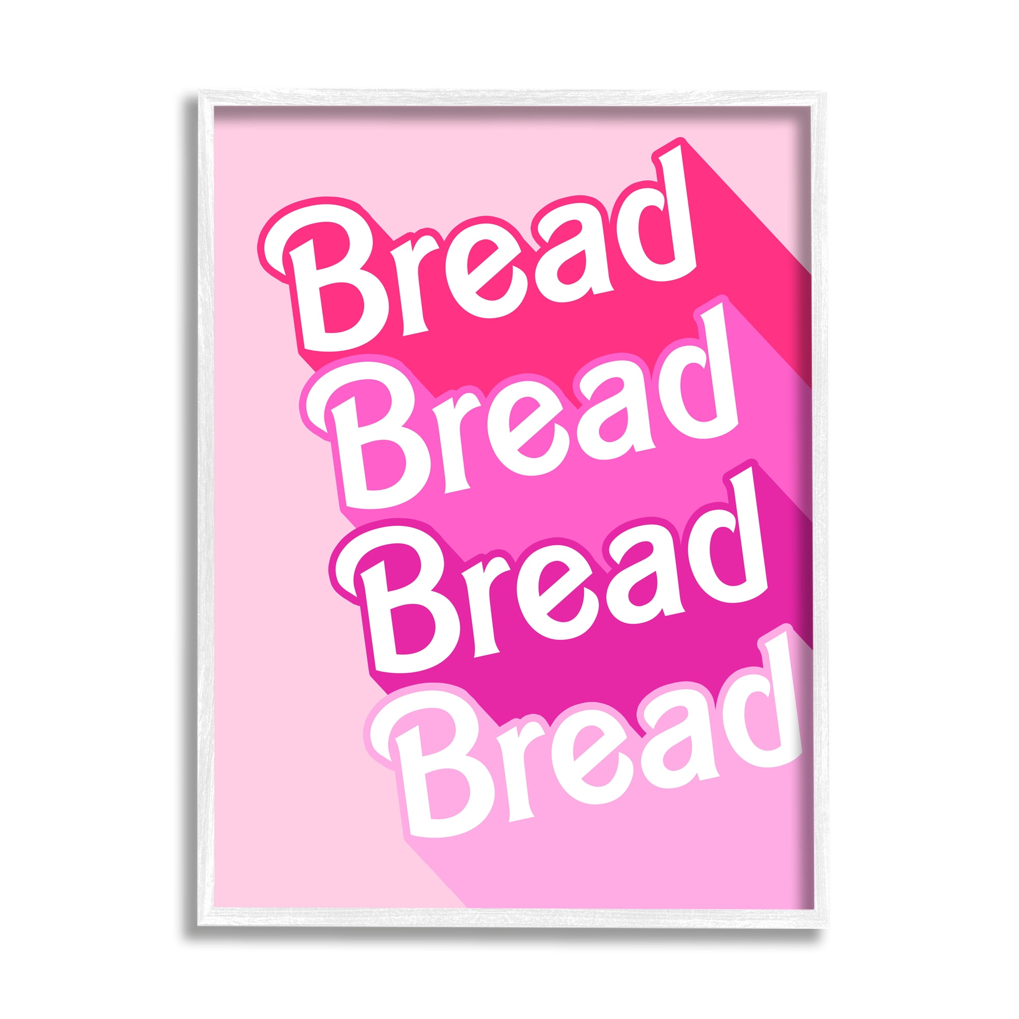 Stupell Industries Bread Pink Phrase Inspirational Painting White Framed Art Print Wall Art, 16 x 20
