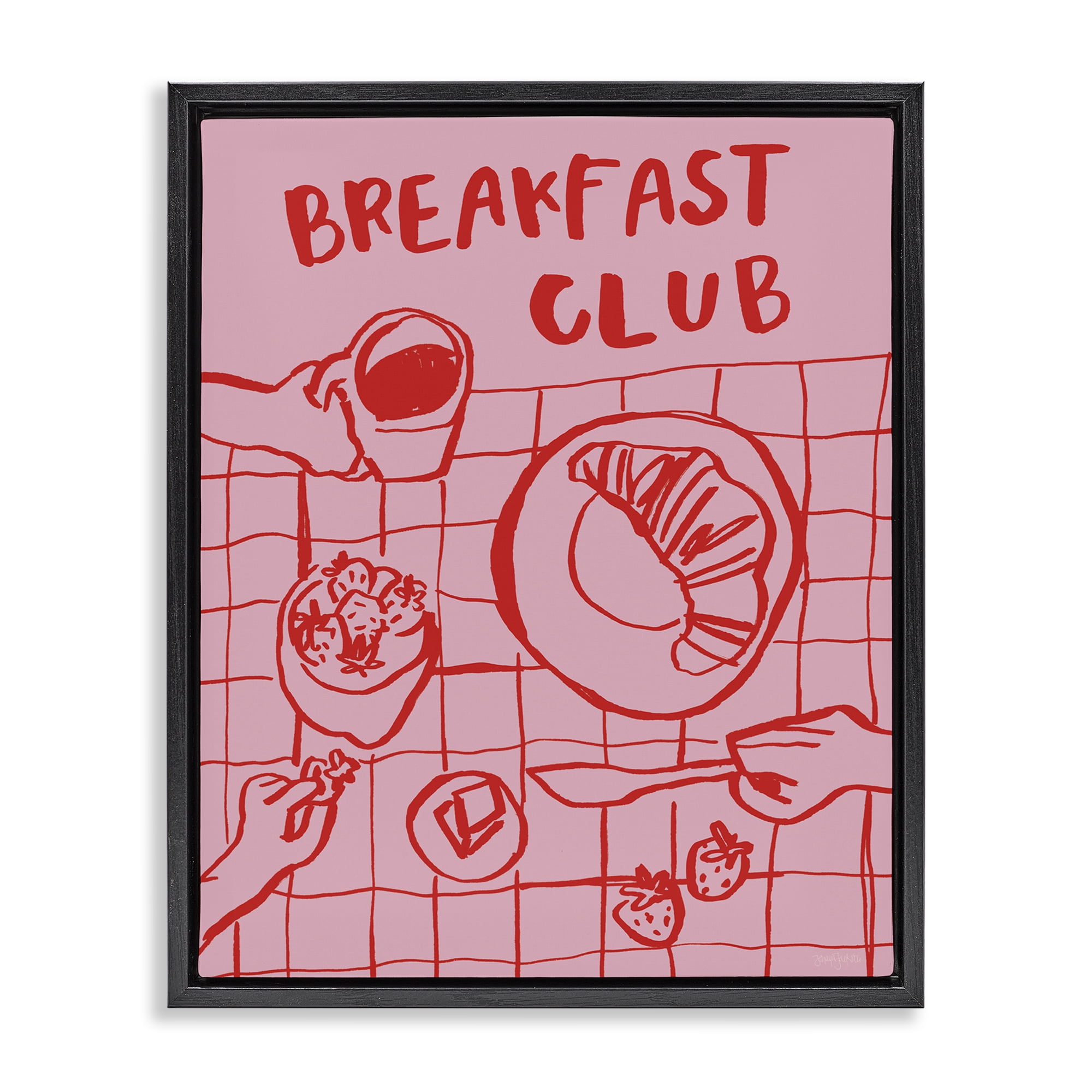 Stupell Industries Breakfast Club Doodles Black Framed Floater Canvas Wall Art, design by Jenaya Jackson