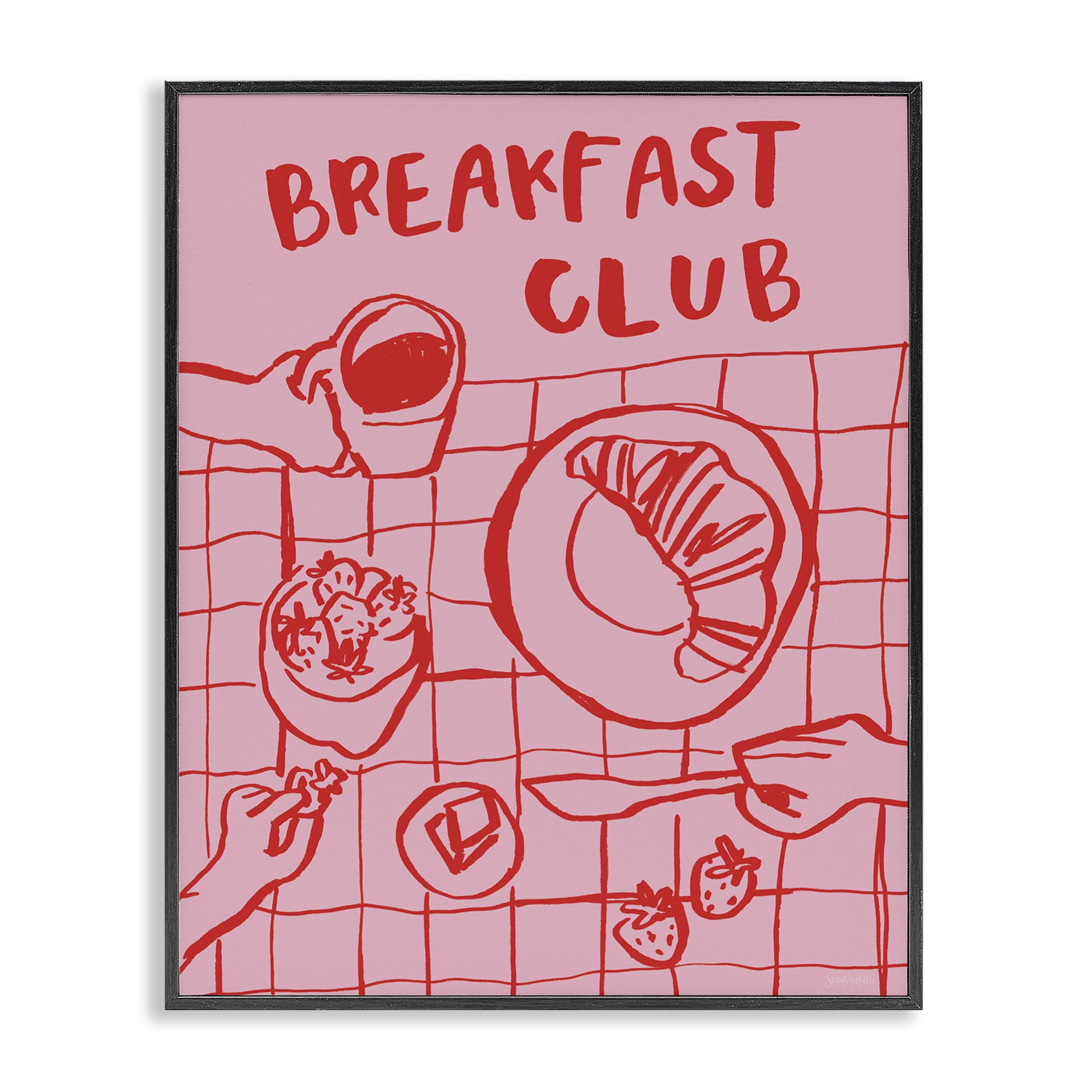 Stupell Industries Breakfast Club Doodles Black Framed Giclee Art, design by Jenaya Jackson