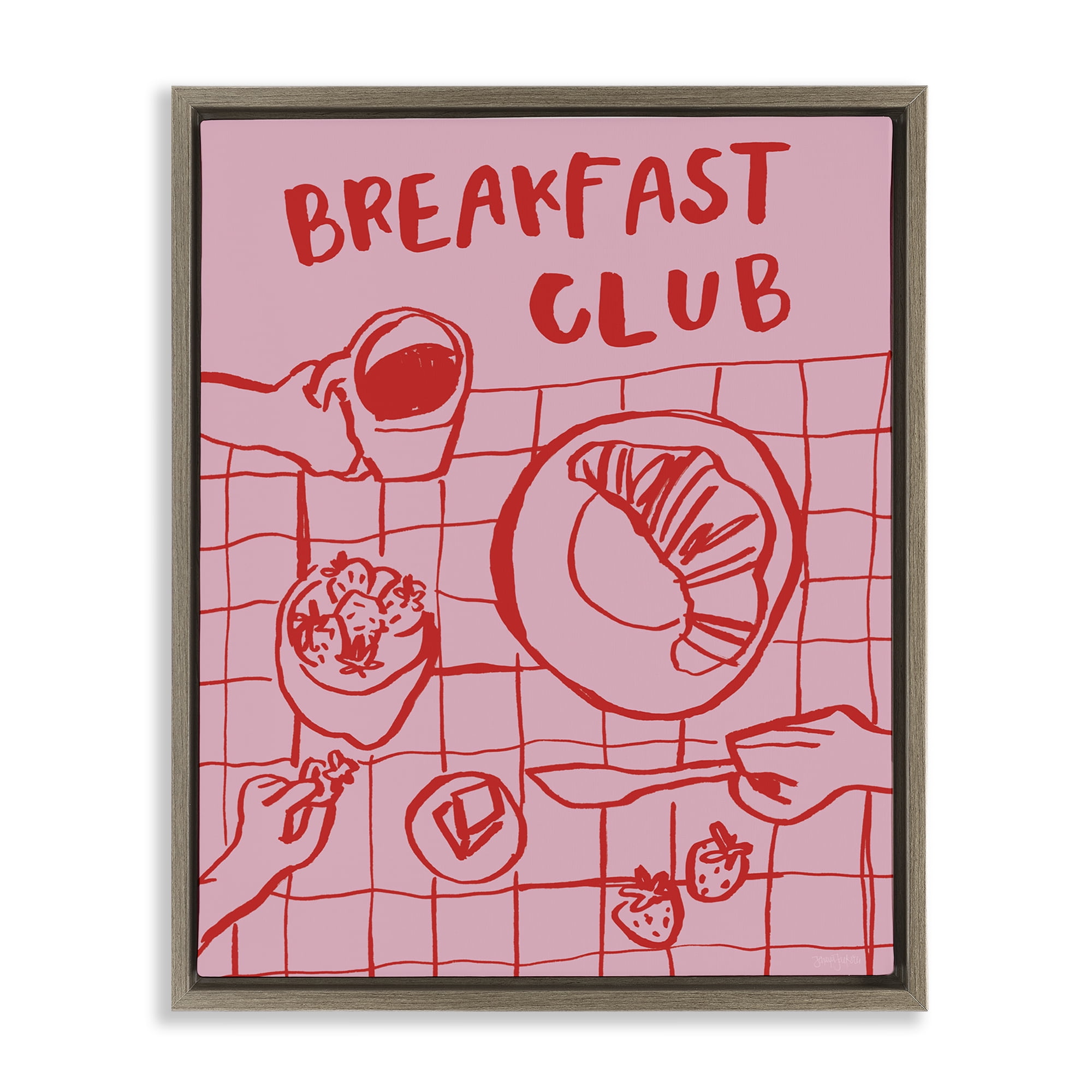 Stupell Industries Breakfast Club Doodles Brown Framed Floater Canvas Wall Art, design by Jenaya Jackson