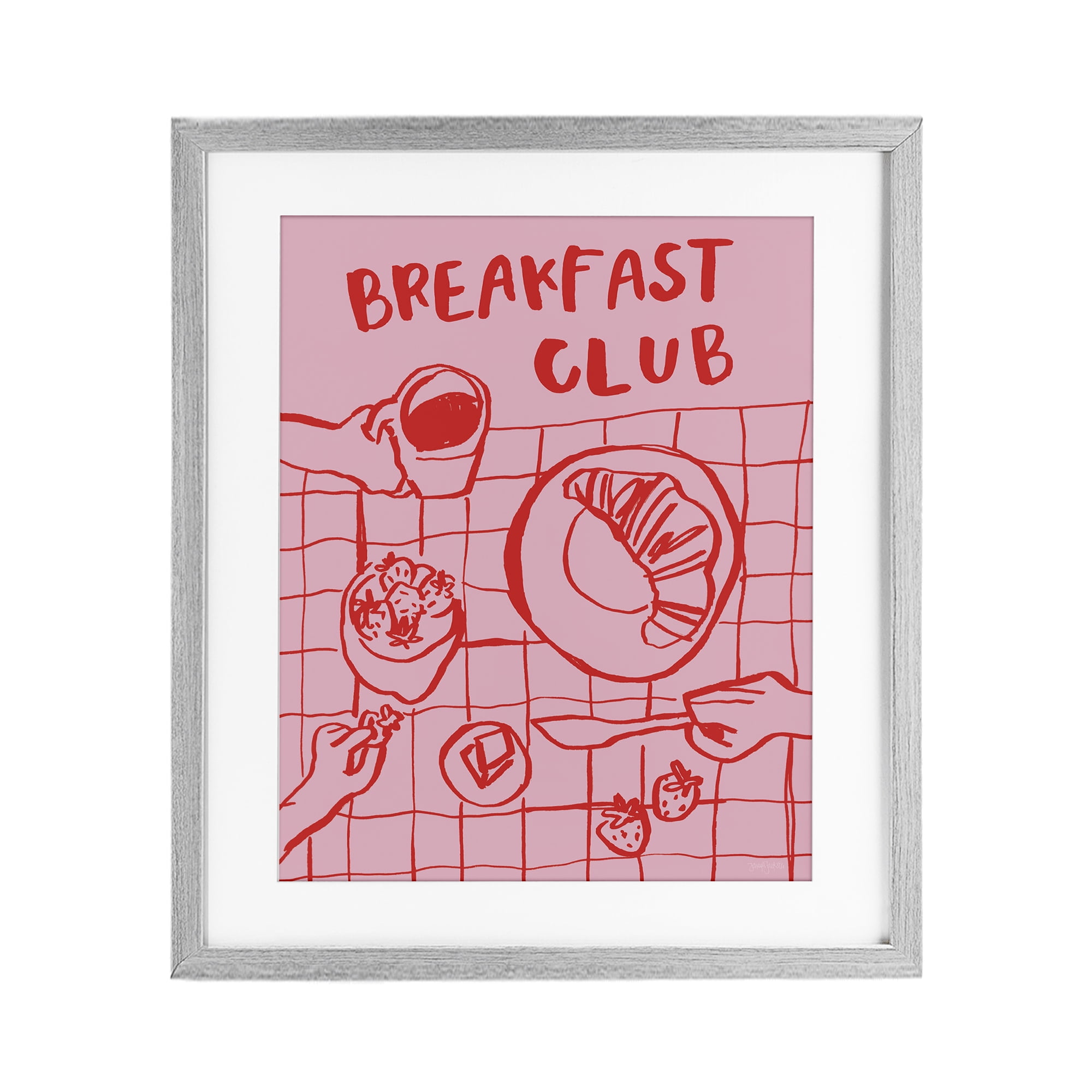 Stupell Industries Breakfast Club Doodles Gray Framed Print Under Glass, design by Jenaya Jackson