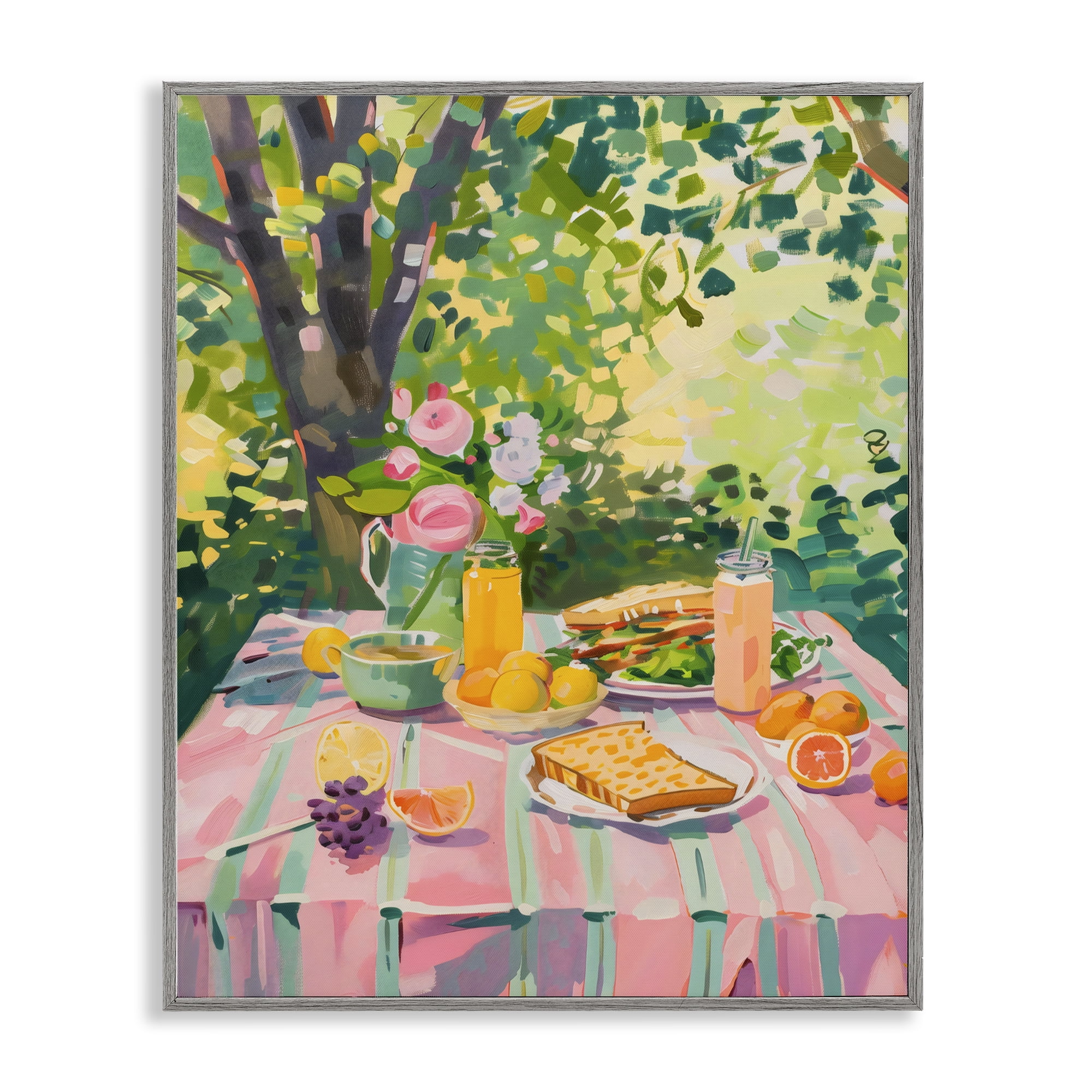 Stupell Industries Breakfast Picnic in Garden Gray Framed Giclee Art, design by The Prints Vibe