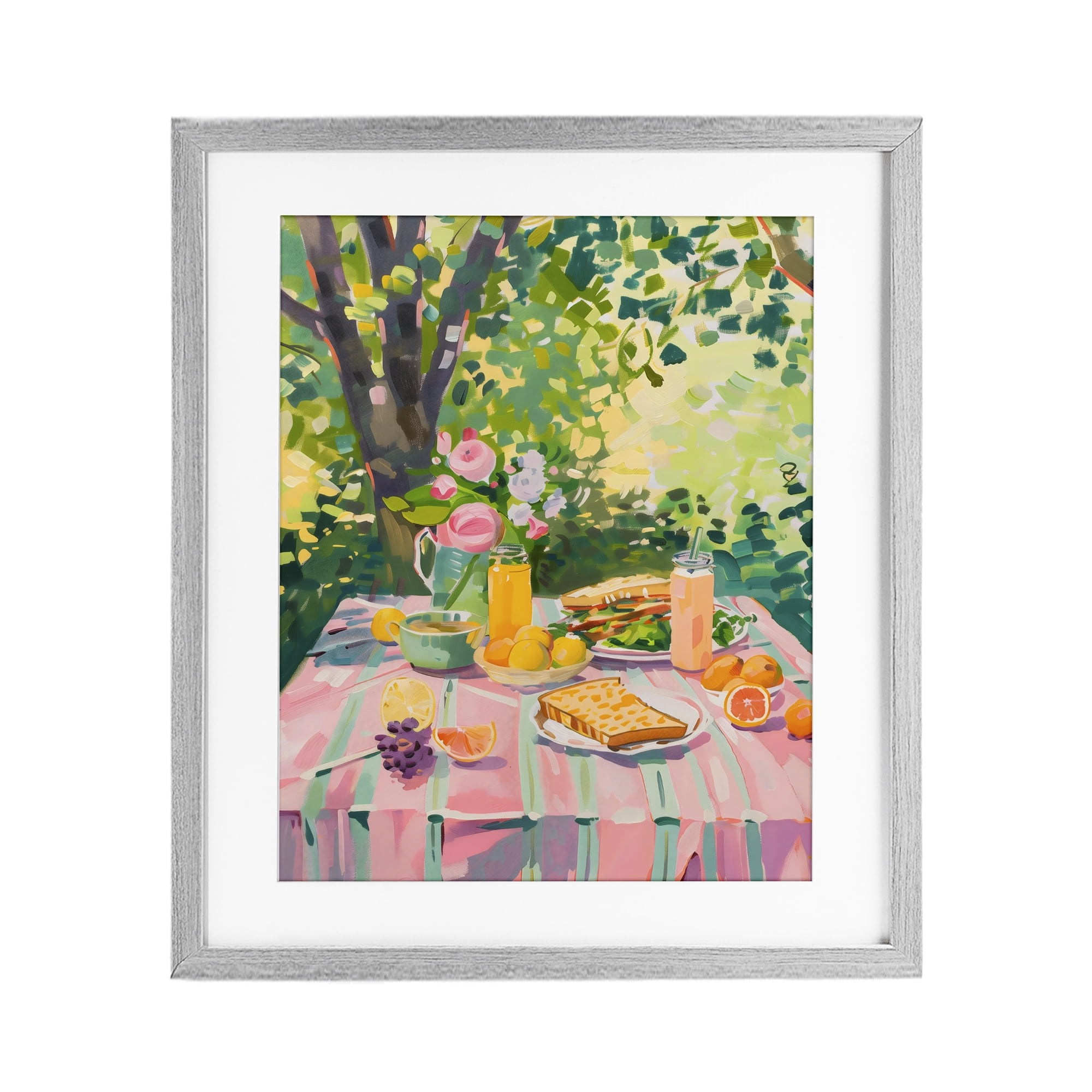 Stupell Industries Breakfast Picnic in Garden Gray Framed Print Under Glass, design by The Prints Vibe