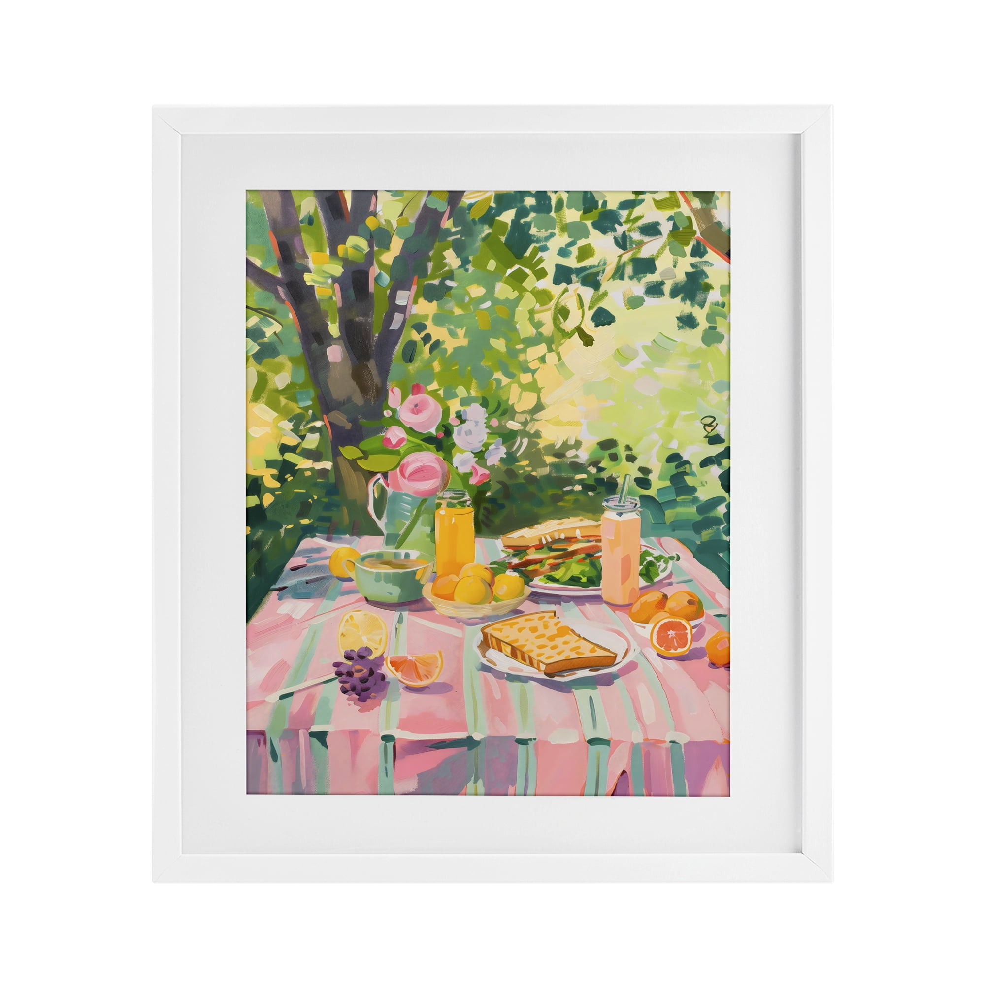 Stupell Industries Breakfast Picnic in Garden White Framed Print Under Glass, design by The Prints Vibe