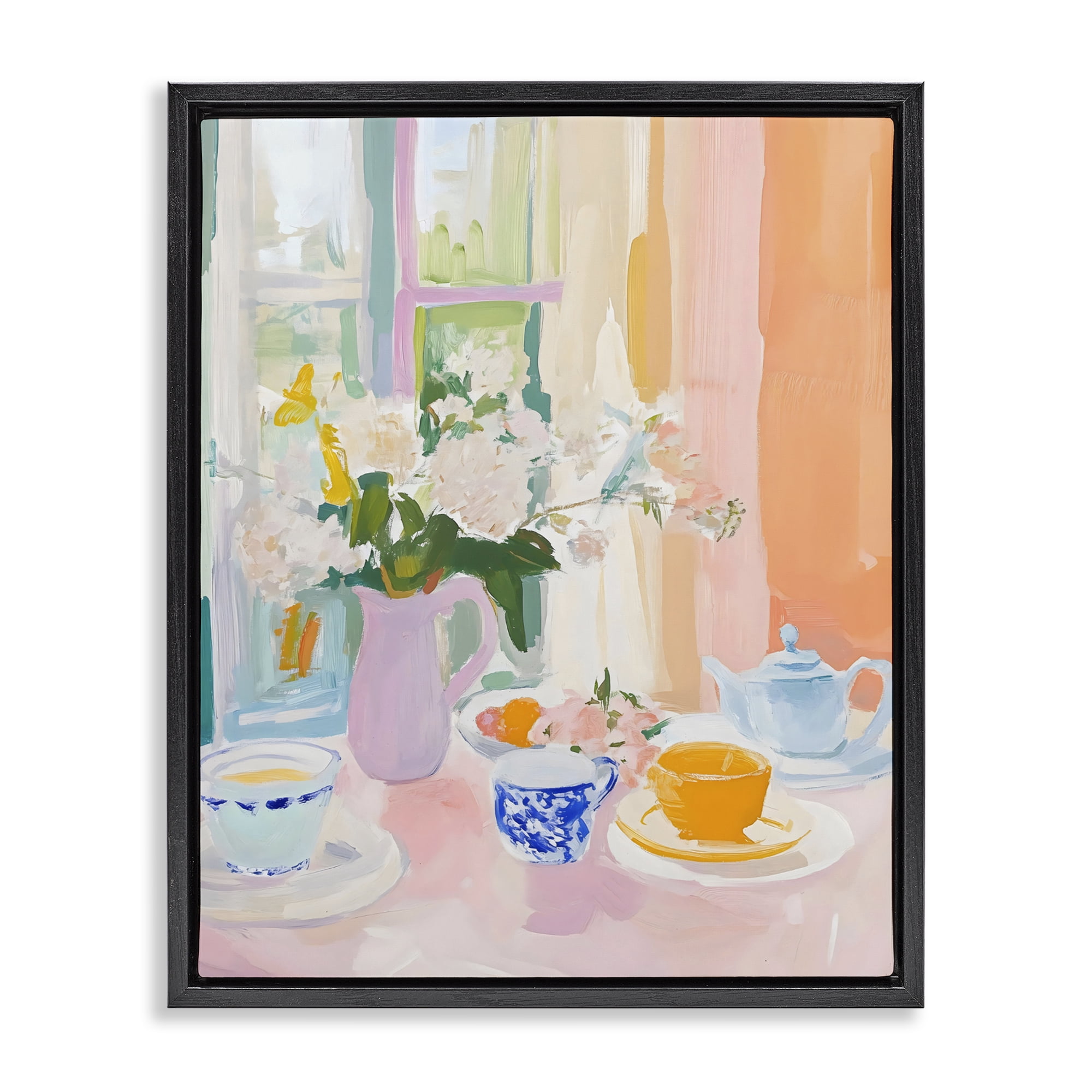 Stupell Industries Breakfast Still Life Abstraction Black Framed Floater Canvas Wall Art, design by The Prints Vibe