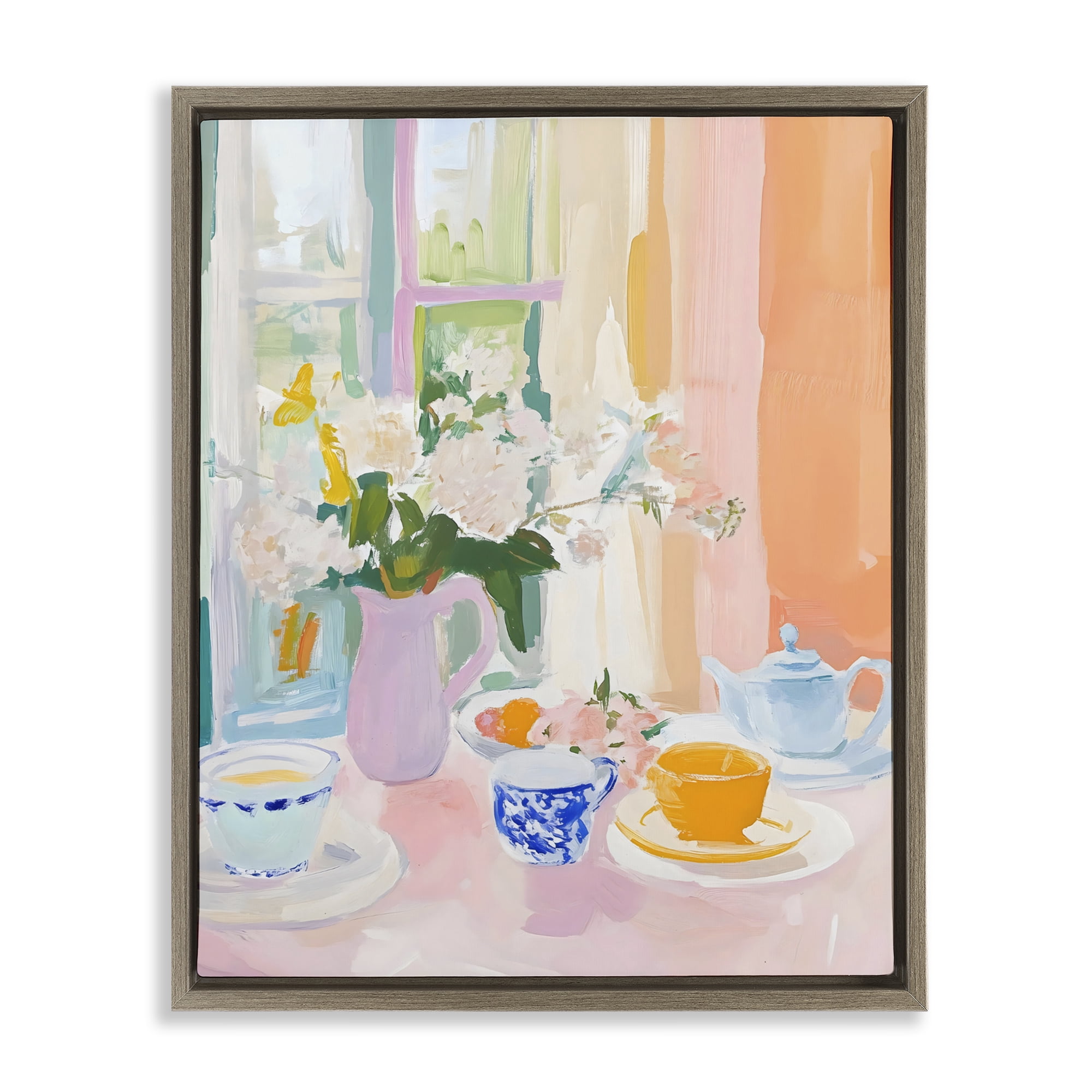 Stupell Industries Breakfast Still Life Abstraction Brown Framed Floater Canvas Wall Art, design by The Prints Vibe