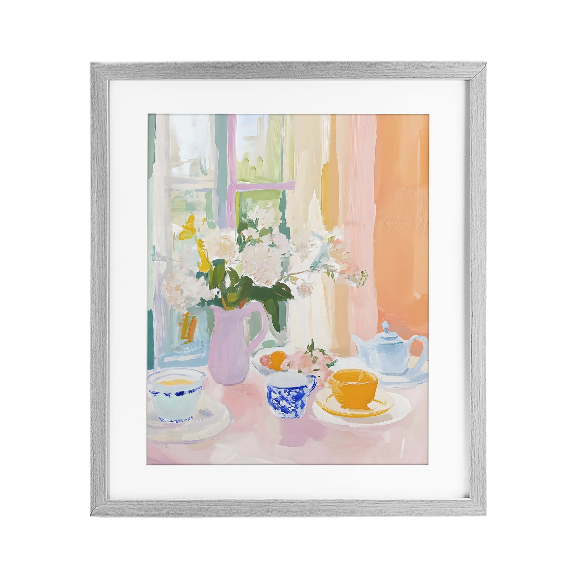 Stupell Industries Breakfast Still Life Abstraction Gray Framed Print Under Glass, design by The Prints Vibe