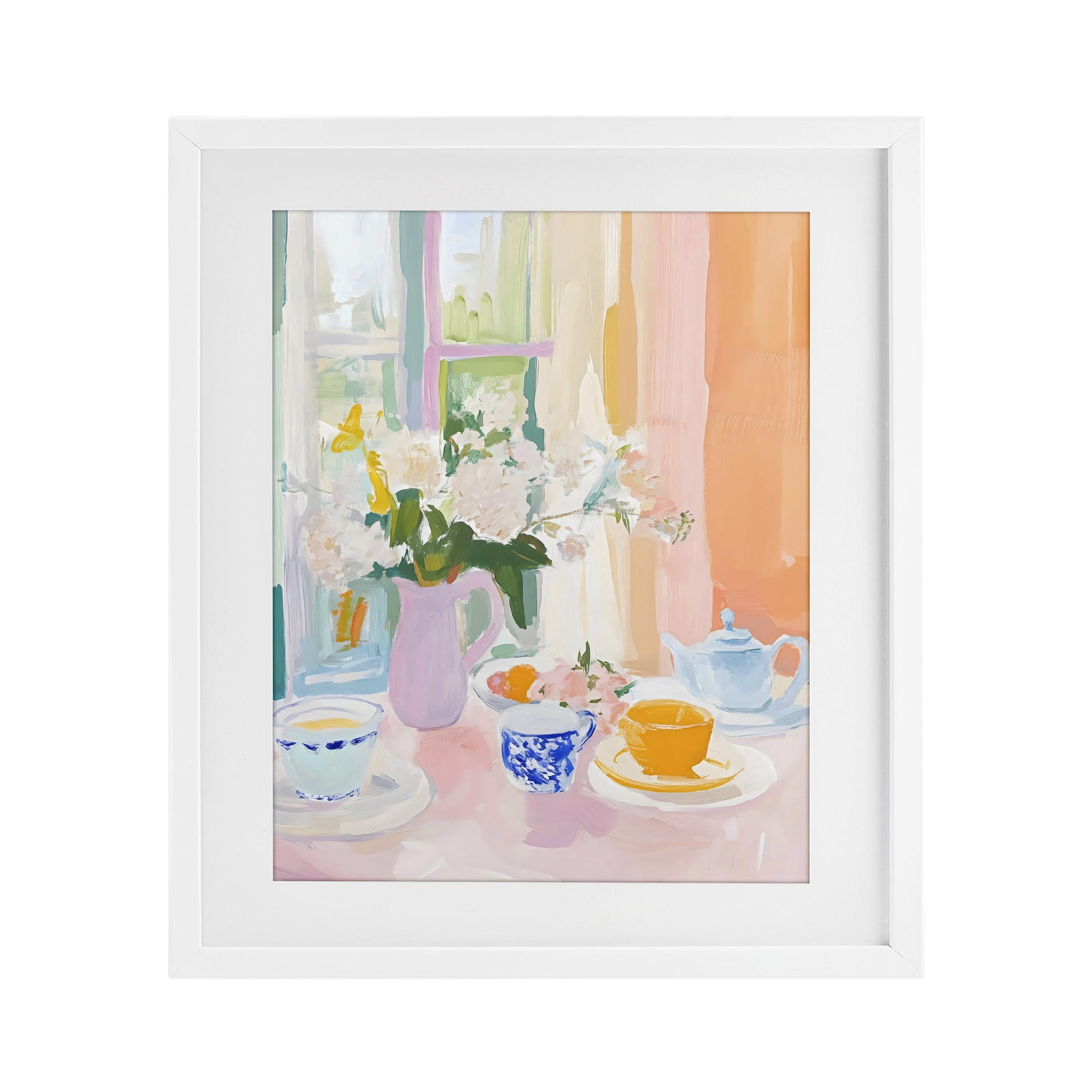 Stupell Industries Breakfast Still Life Abstraction White Framed Print Under Glass, design by The Prints Vibe