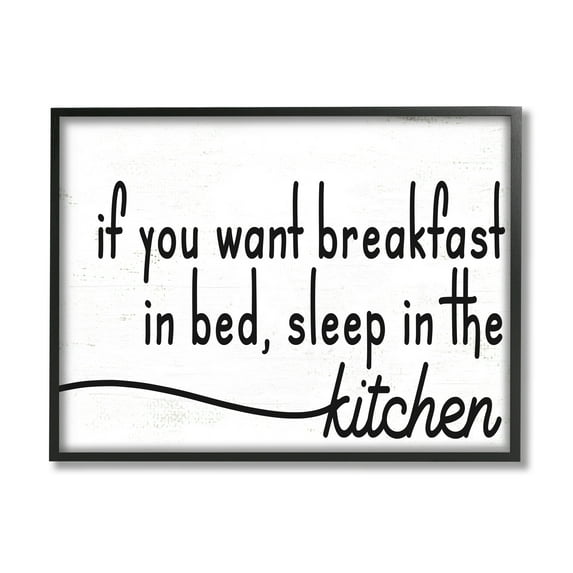 Stupell Industries Breakfast in Bed Sleep in Kitchen Funny Phrase, 14 x 11, Design by Daphne Polselli