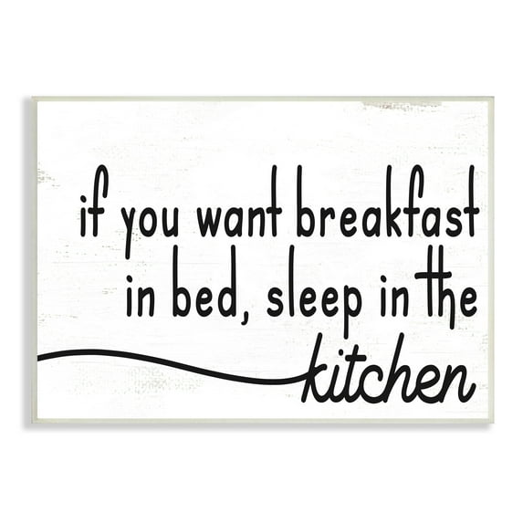 Stupell Industries Breakfast in Bed Sleep in Kitchen Funny Phrase, 15 x 10, Design by Daphne Polselli