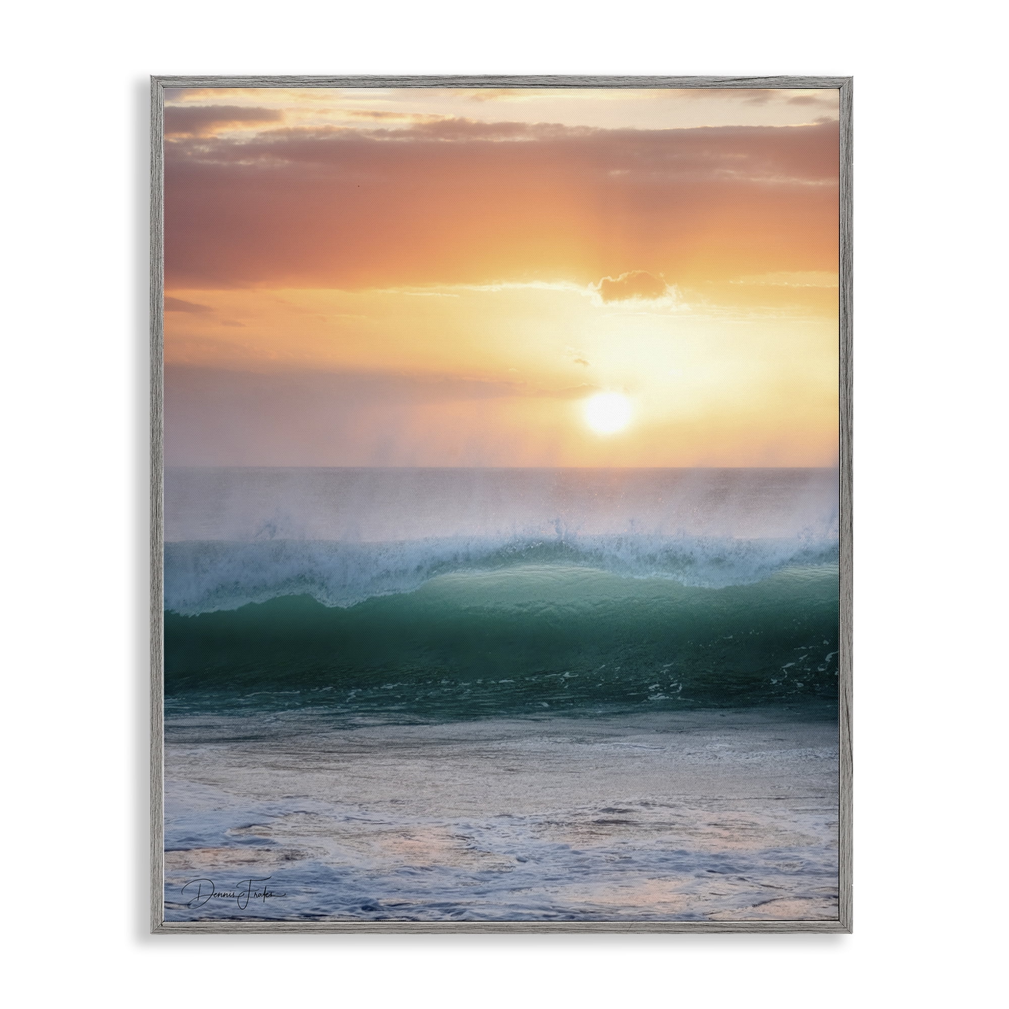 Stupell Industries Breaking Sea Wave Coastal Photography Gray Framed Art Print Wall Art, 24 x 30