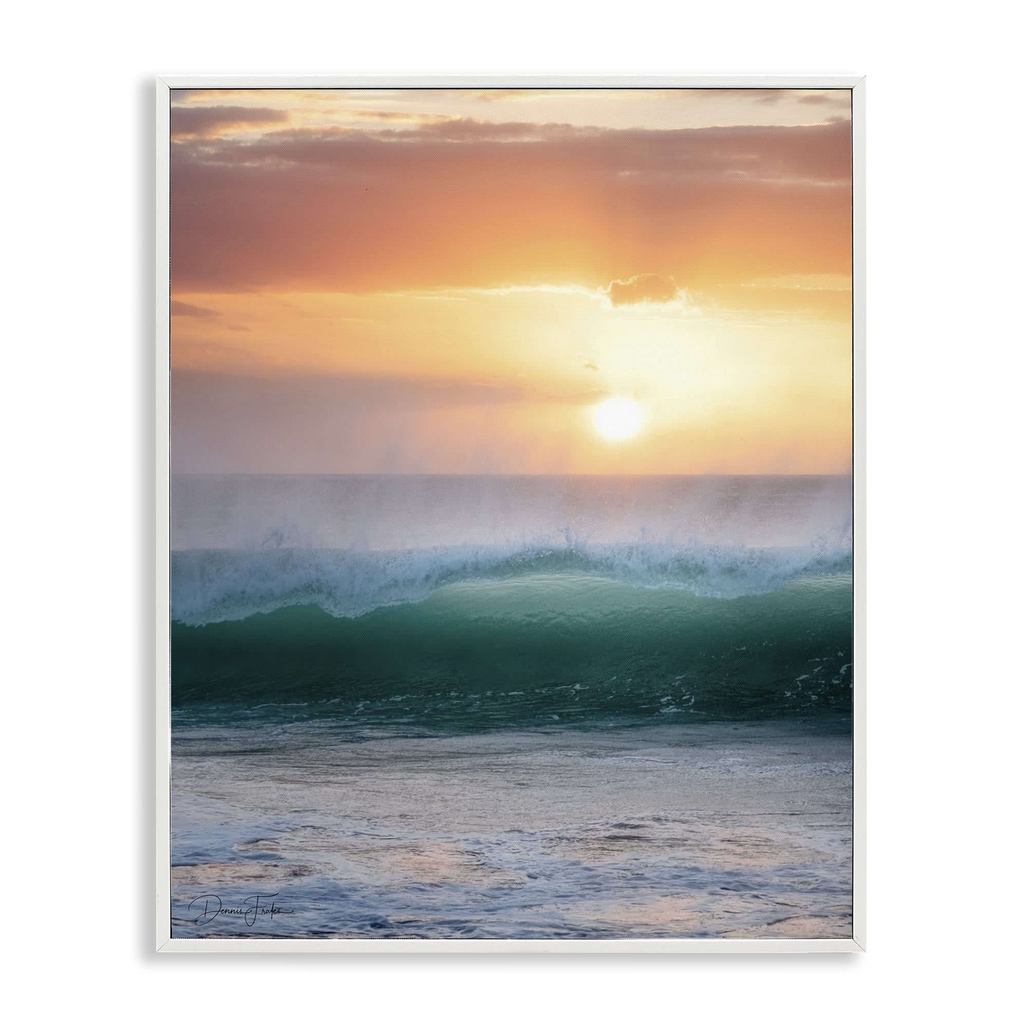 Stupell Industries Breaking Sea Wave Coastal Photography White Framed Art Print Wall Art, 16 x 20