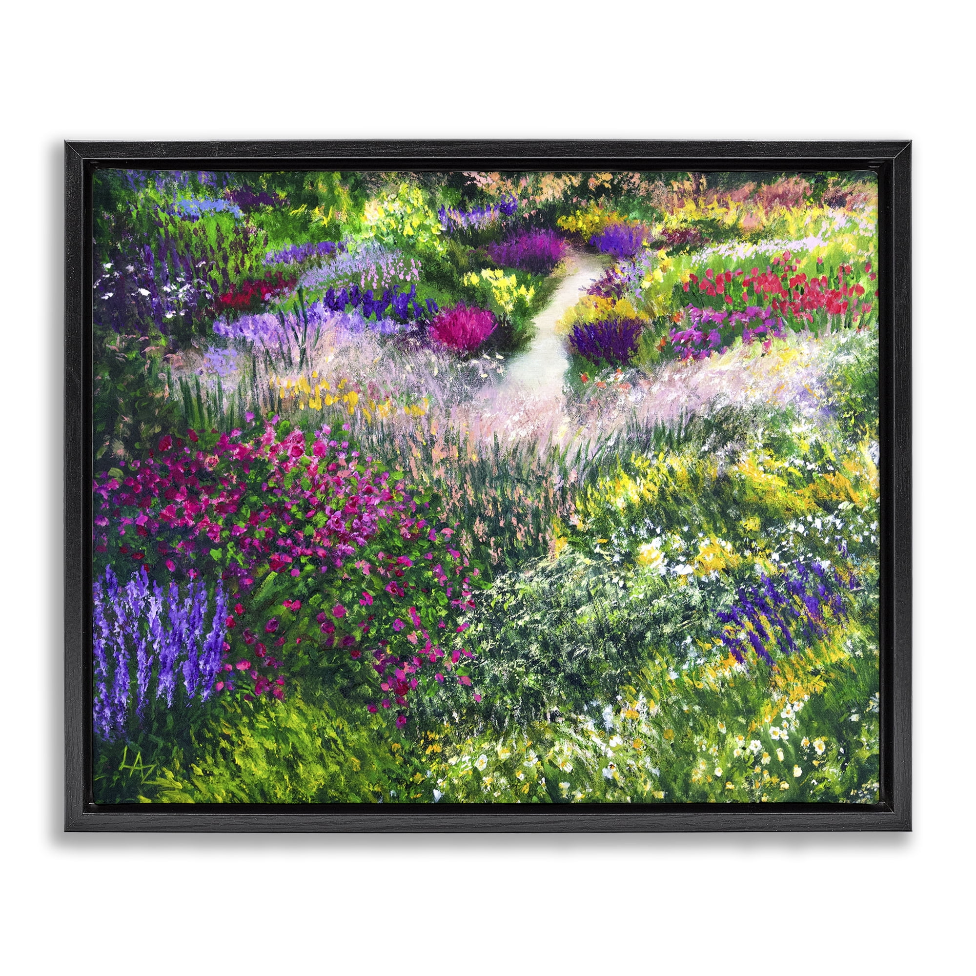 Stupell Industries Breath Of Spring Meadow Black Framed Floater Canvas Wall Art, design by Lee Ann Zirbes