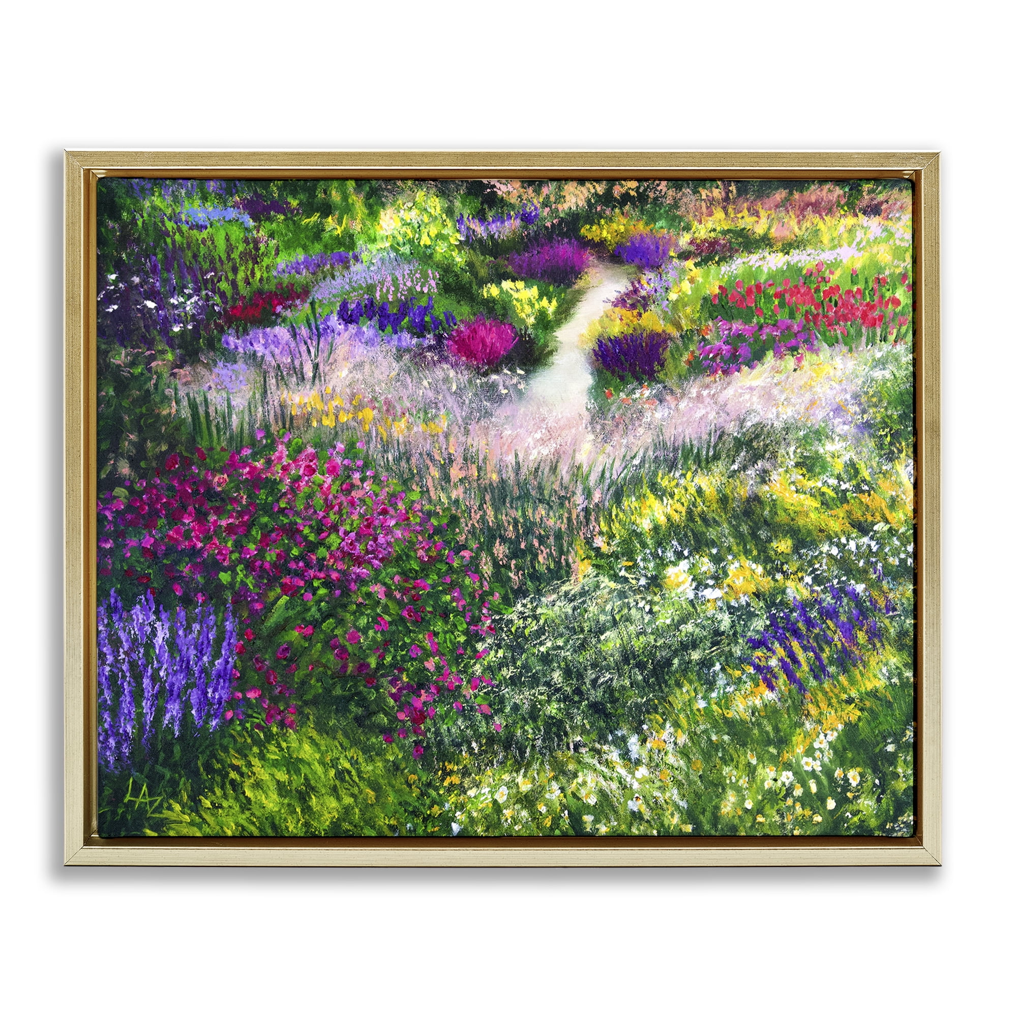 Stupell Industries Breath Of Spring Meadow Gold Framed Floater Canvas Wall Art, design by Lee Ann Zirbes