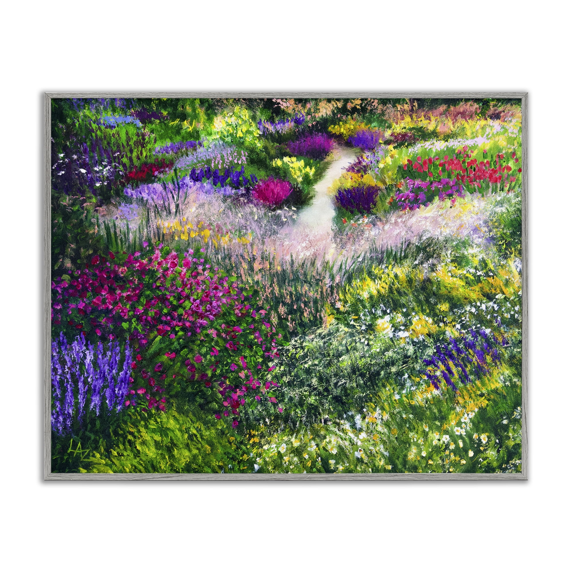 Stupell Industries Breath Of Spring Meadow Gray Framed Giclee Art, design by Lee Ann Zirbes