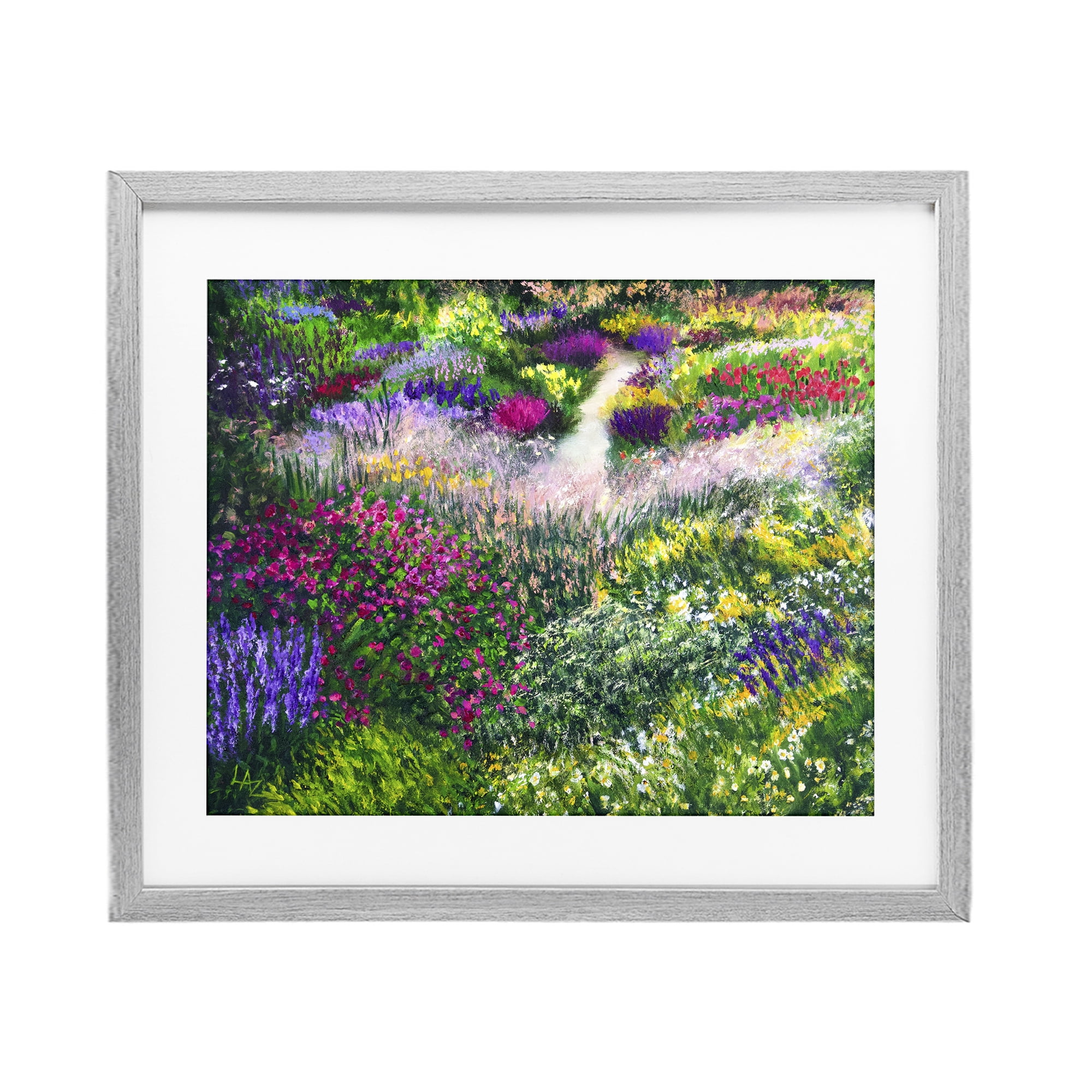 Stupell Industries Breath Of Spring Meadow Gray Framed Print Under Glass, design by Lee Ann Zirbes
