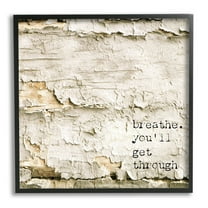Stupell Industries Breathe You'll Get Through Encouraging Flaked Tree Graphic Art Black Framed Art Print Wall Art, Design by Graffitee Studios