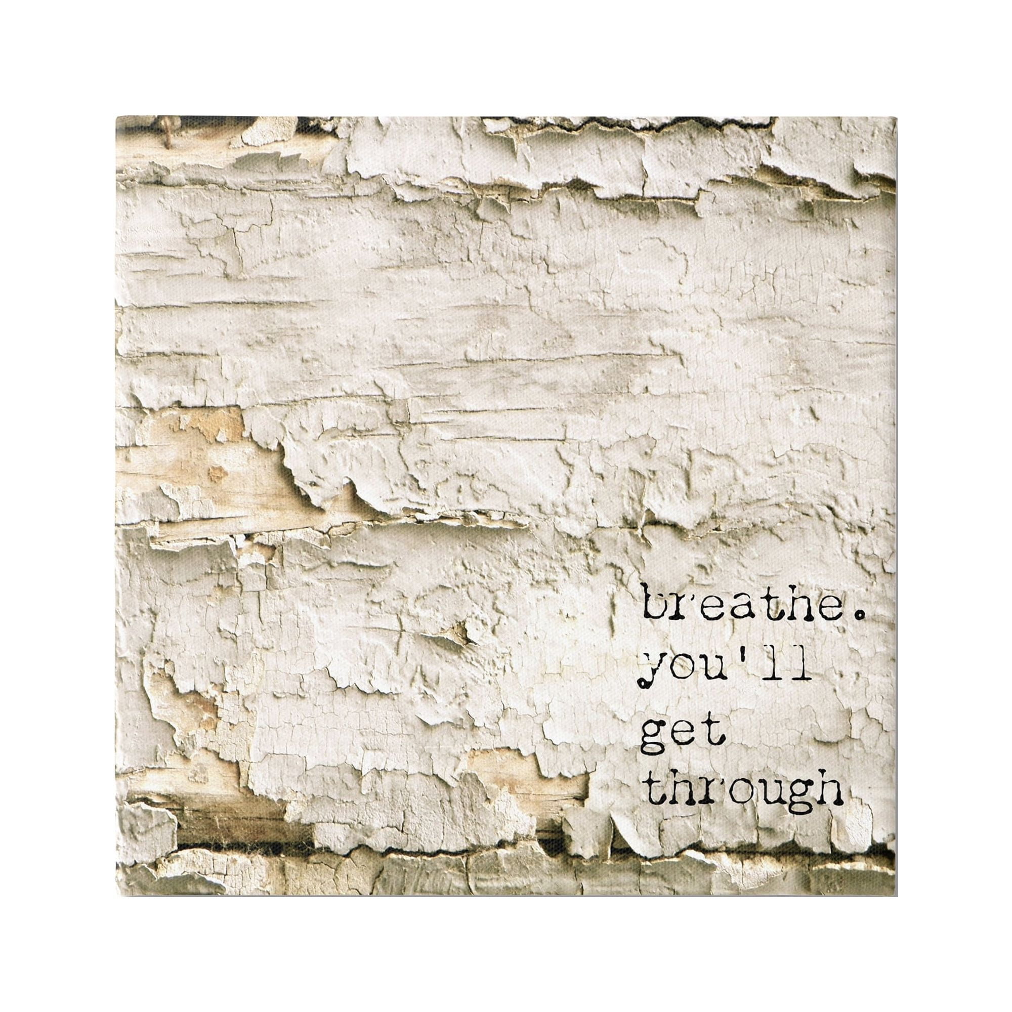 Stupell Industries Breathe You'll Get Through Encouraging Flaked Tree Graphic Art Gallery Wrapped Canvas Print Wall Art, Design by Graffitee Studios