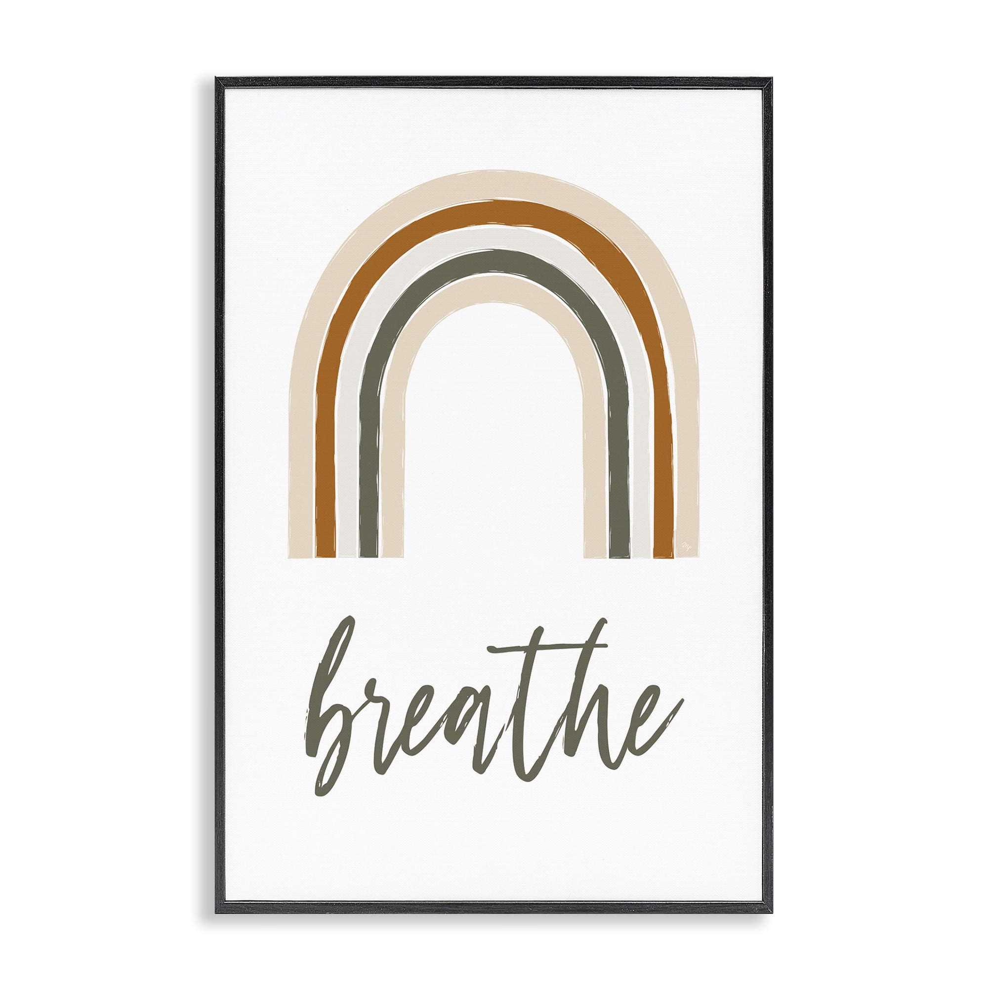 Stupell Industries Breathe with Subtle Earth Tones Text & Numbers Painting Black Framed Art Print Wall Art, 16 x 24